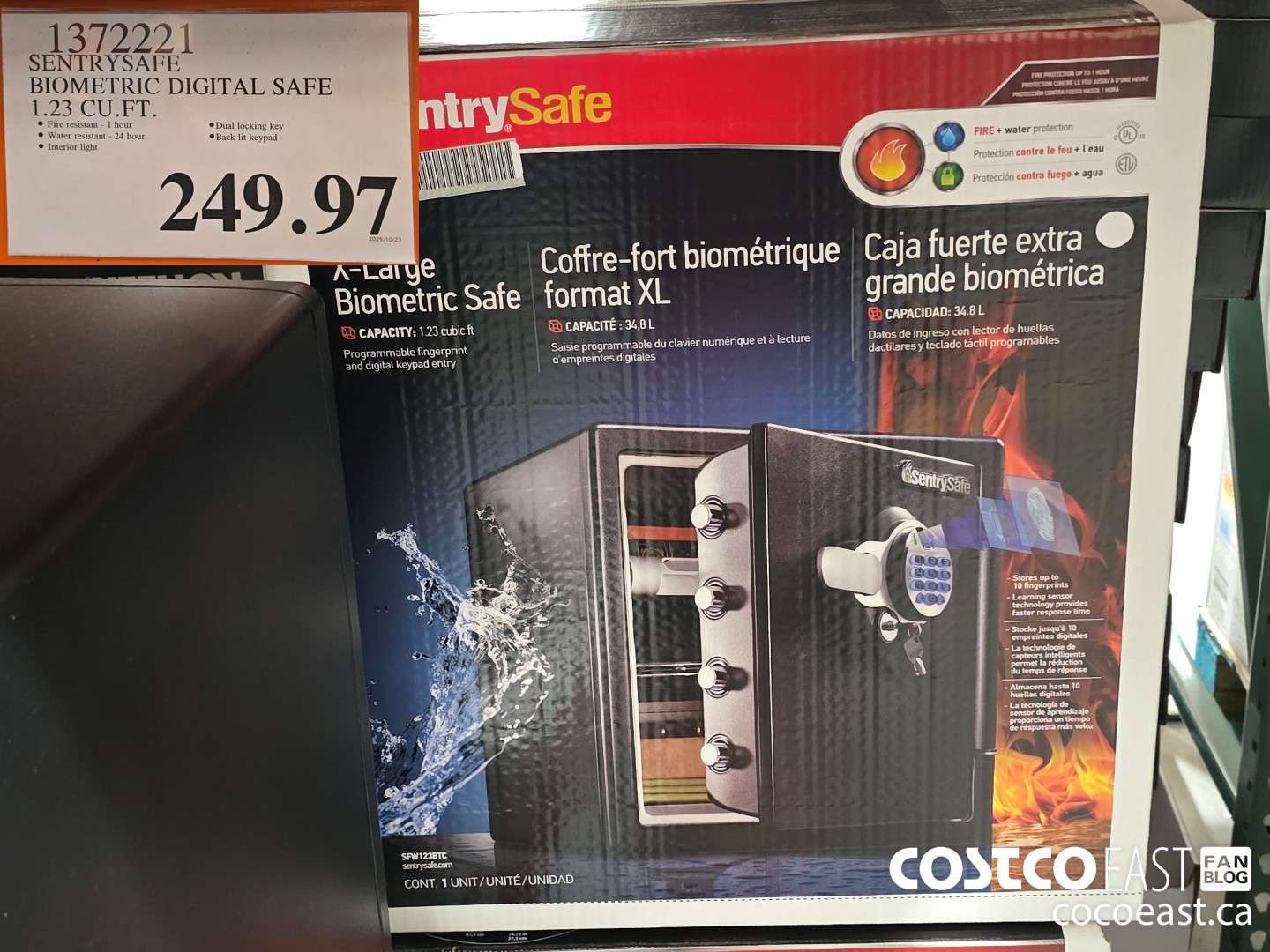 1372221 SENTRYSAFE BIOMETRIC DIGITAL SAFE 1.23 CU.FT. $249.97