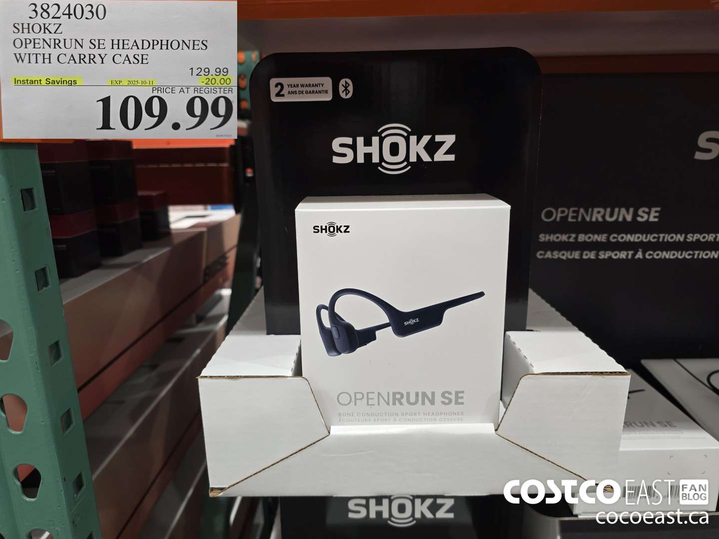 3824030 SHOKZ OPENRUN SE HEADPHONES WITH CARRY CASE ($20.00 INSTANT SAVINGS EXPIRES ON 2025-10-11) $109.99