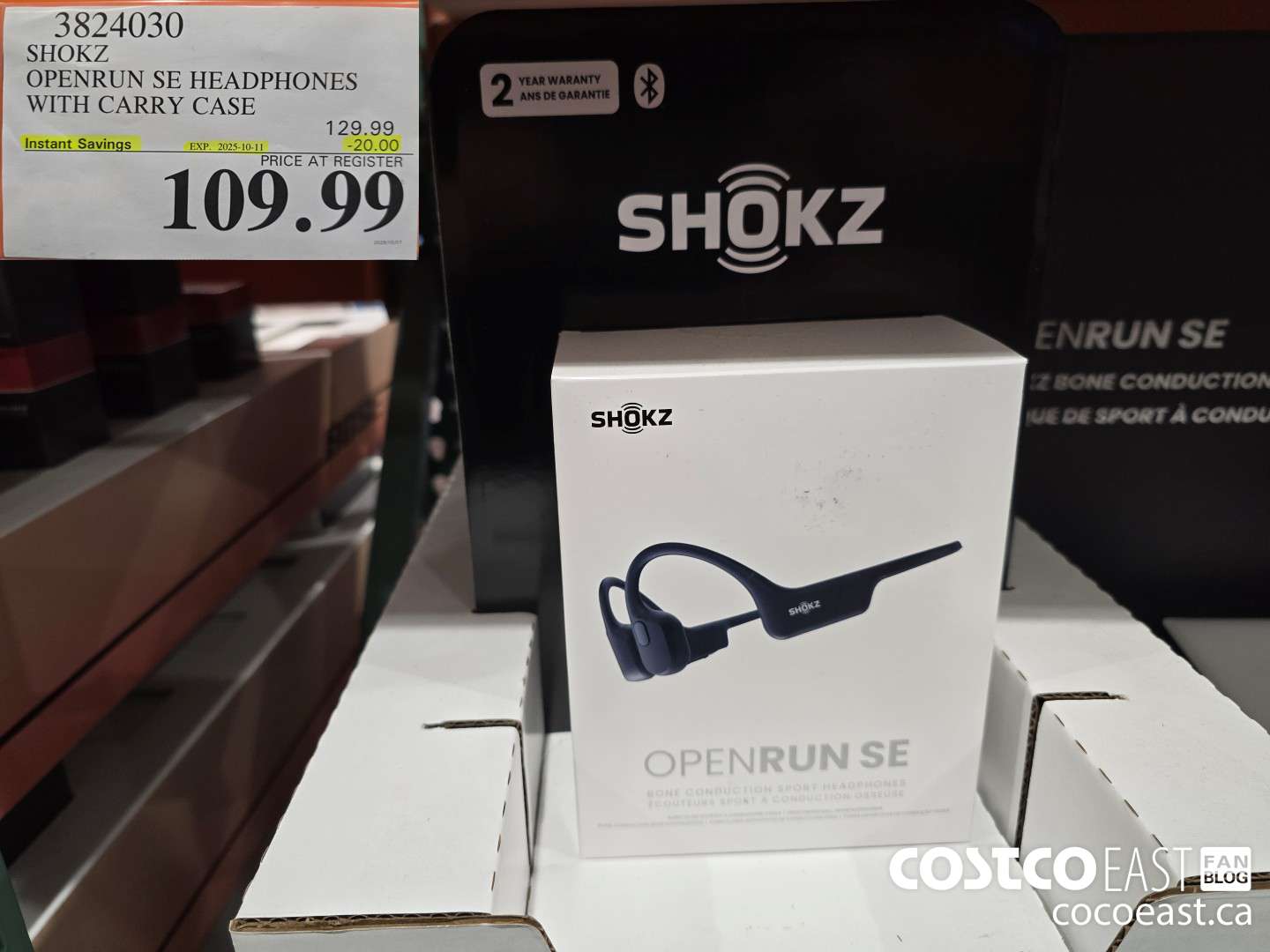 3824030 SHOKZ OPENRUN SE HEADPHONES WITH CARRY CASE ($20.00 INSTANT SAVINGS EXPIRES ON 2025-10-11) $109.99