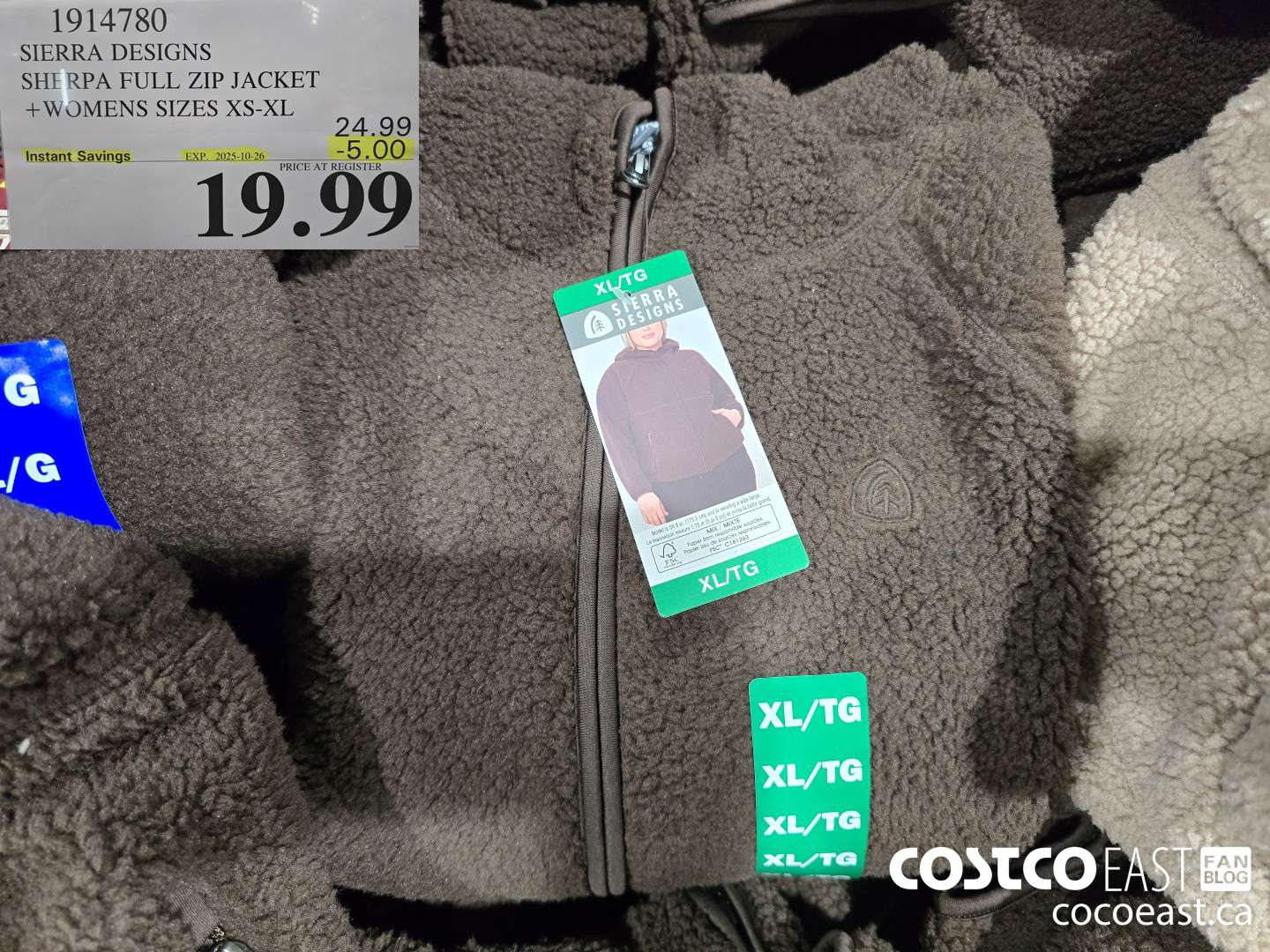 1914780 SIERRA DESIGNS SHERPA FULL ZIP JACKET +WOMENS SIZES XS-XL ($5.00 INSTANT SAVINGS EXPIRES ON 2025-10-26) $19.99