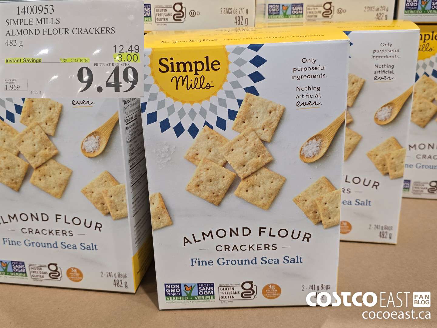 1400953 SIMPLE MILLS ALMOND FLOUR CRACKERS 482 G ($3.00 INSTANT SAVINGS EXPIRES ON 2025-10-26) $9.49