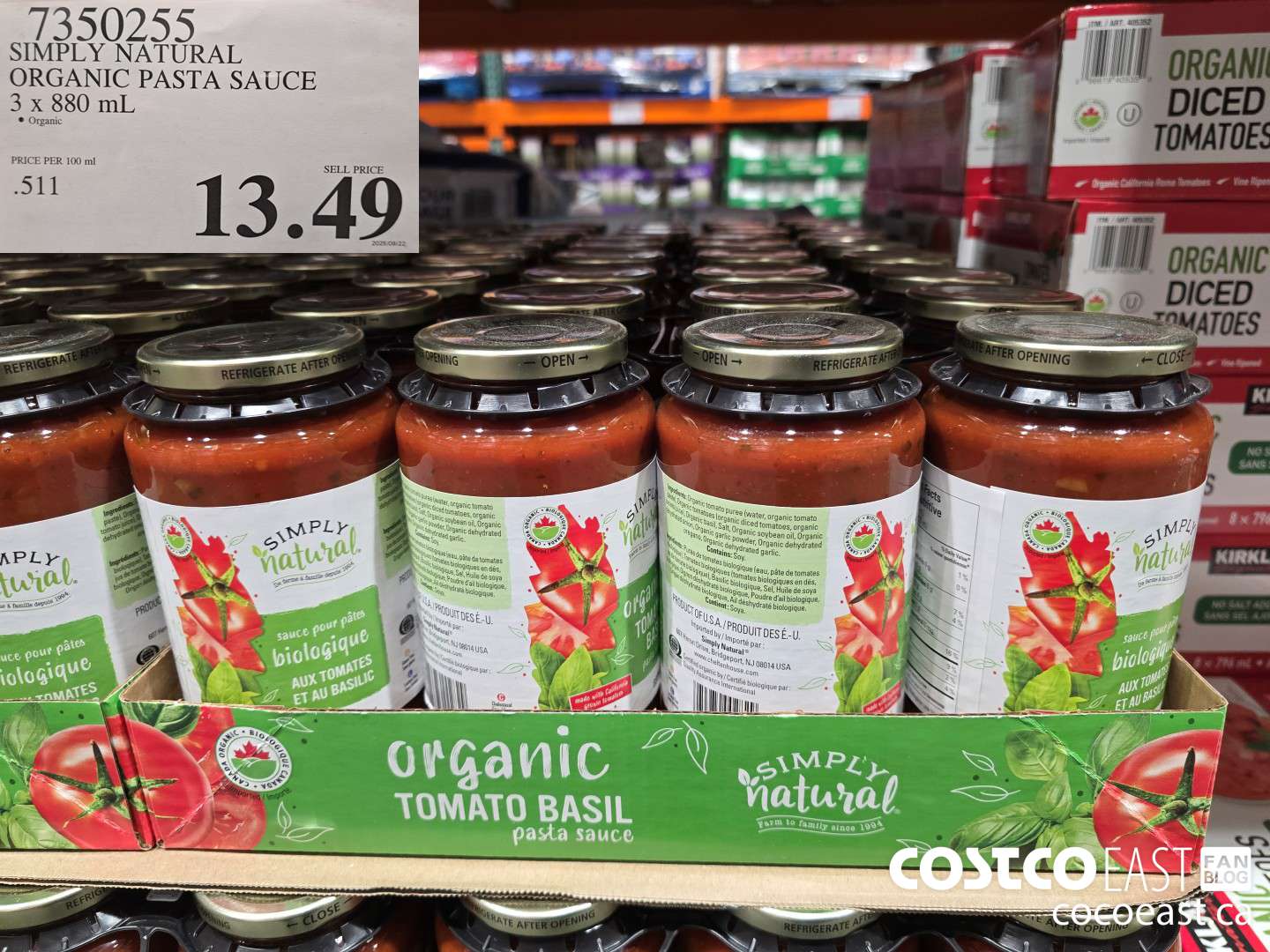 7350255 SIMPLY NATURAL ORGANIC PASTA SAUCE 3 X 880 ML $13.49