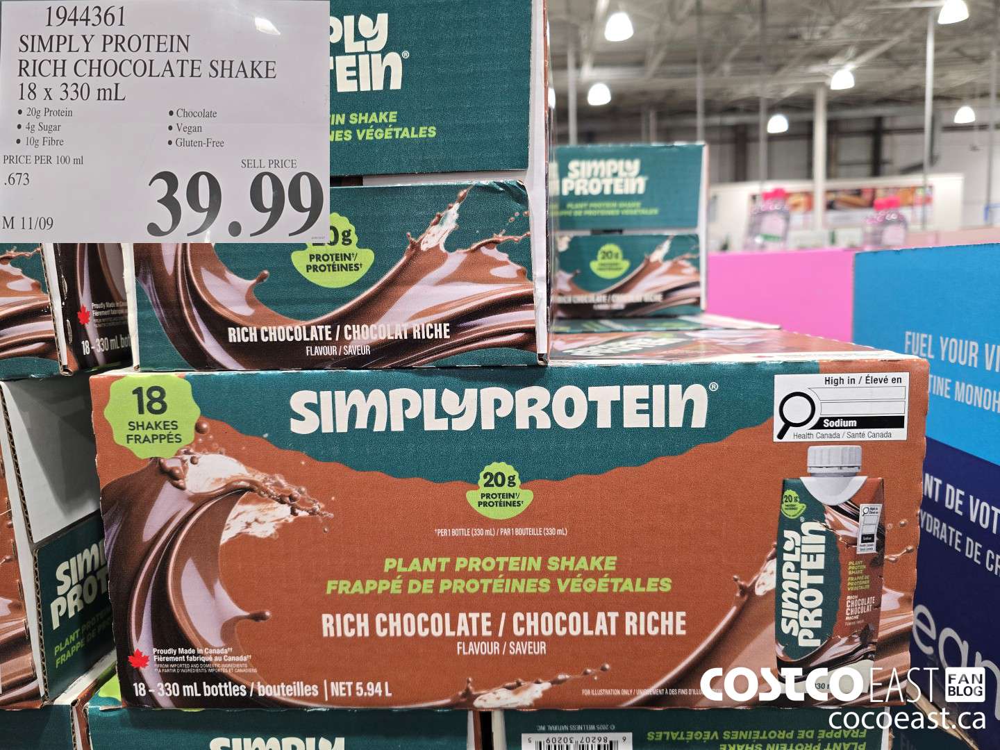 1944361 SIMPLY PROTEIN RICH CHOCOLATE SHAKE 18 x 330 mL $39.99