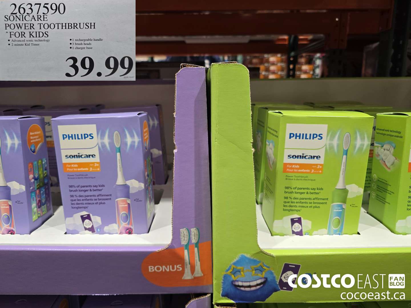 2637590 SONICARE POWER TOOTHBRUSH ‘FOR KIDS $39.99