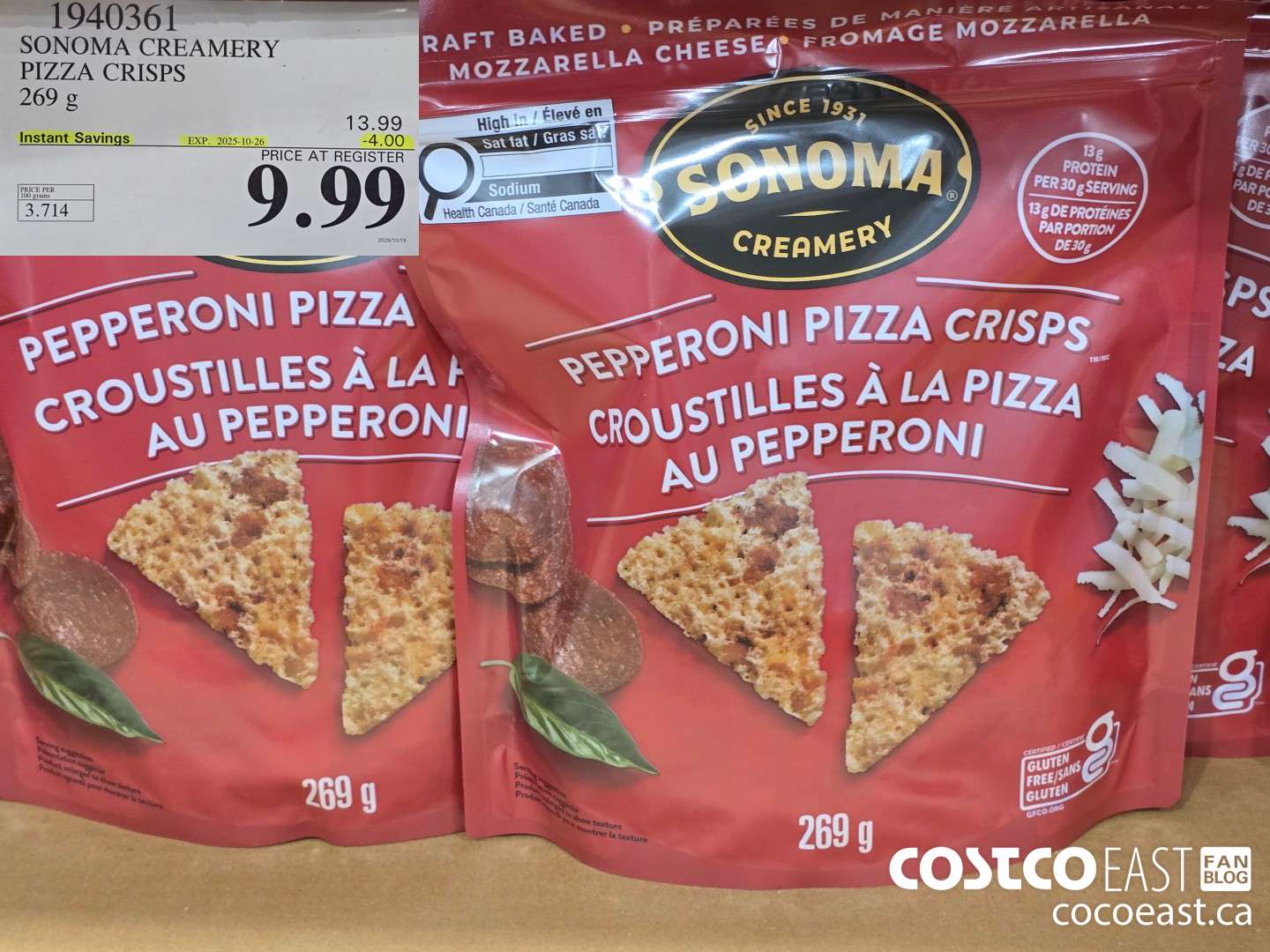 1940361 SONOMA CREAMERY PEPPERONI PIZZA CRISP 269 G ($4.00 INSTANT SAVINGS EXPIRES ON 2025-10-26) $9.99