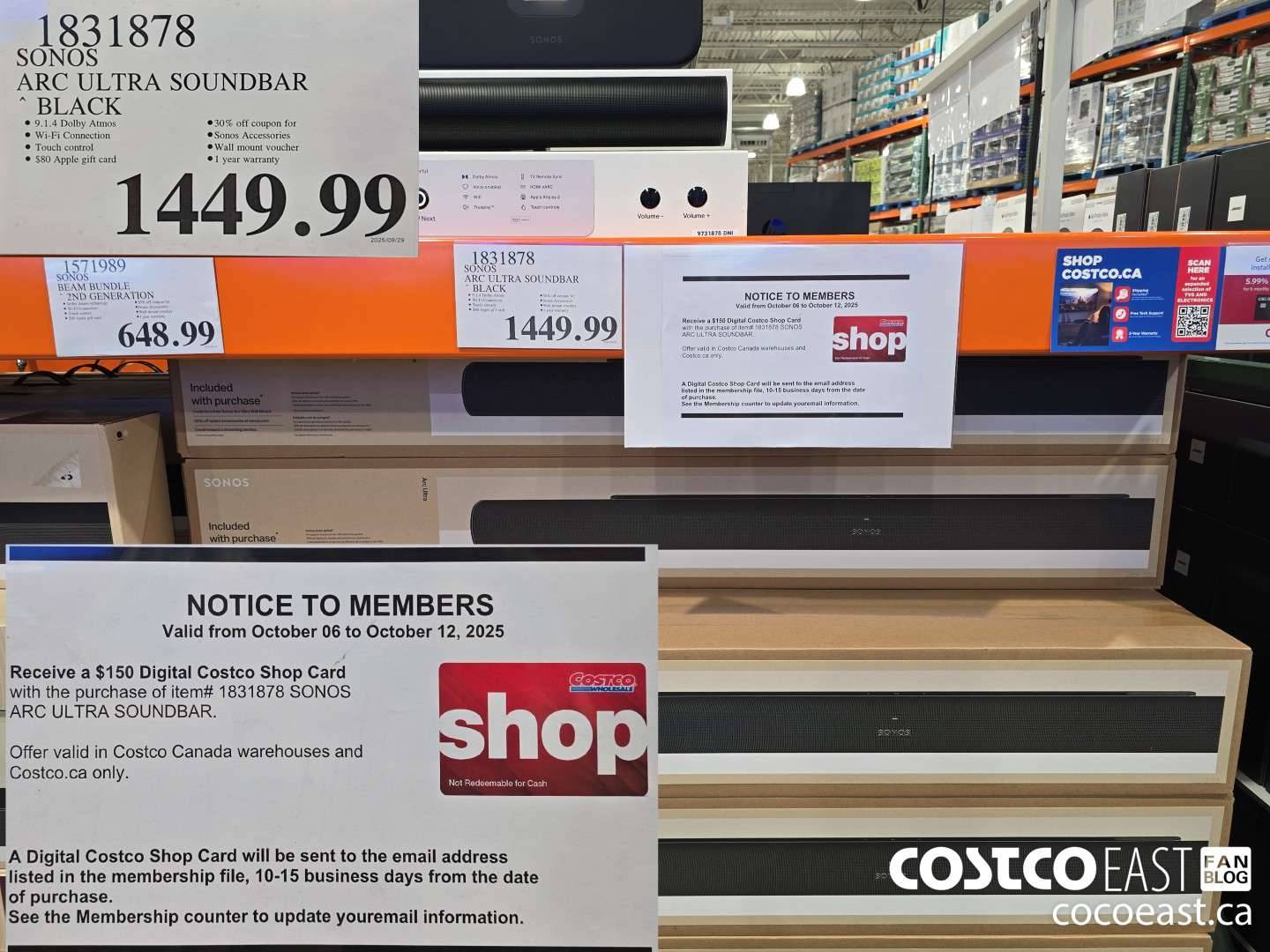 1831878 SONOS ARC ULTRA SOUNDBAR BLACK $1449.99