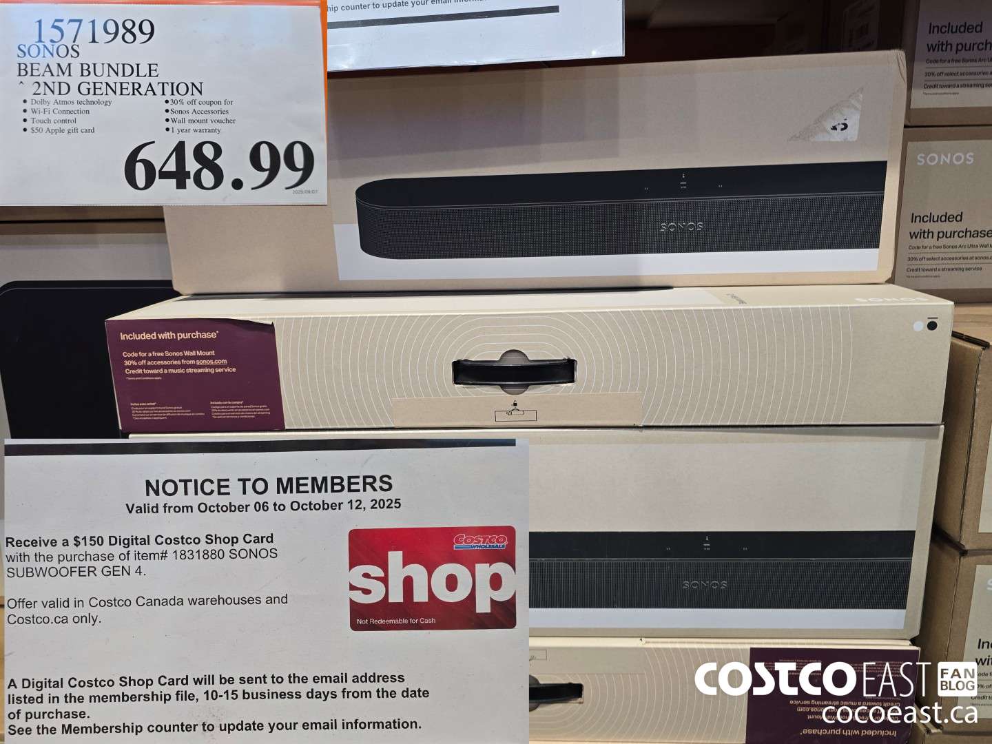 1571989 SONOS BEAM BUNDLE 2ND GENERATION $648.99