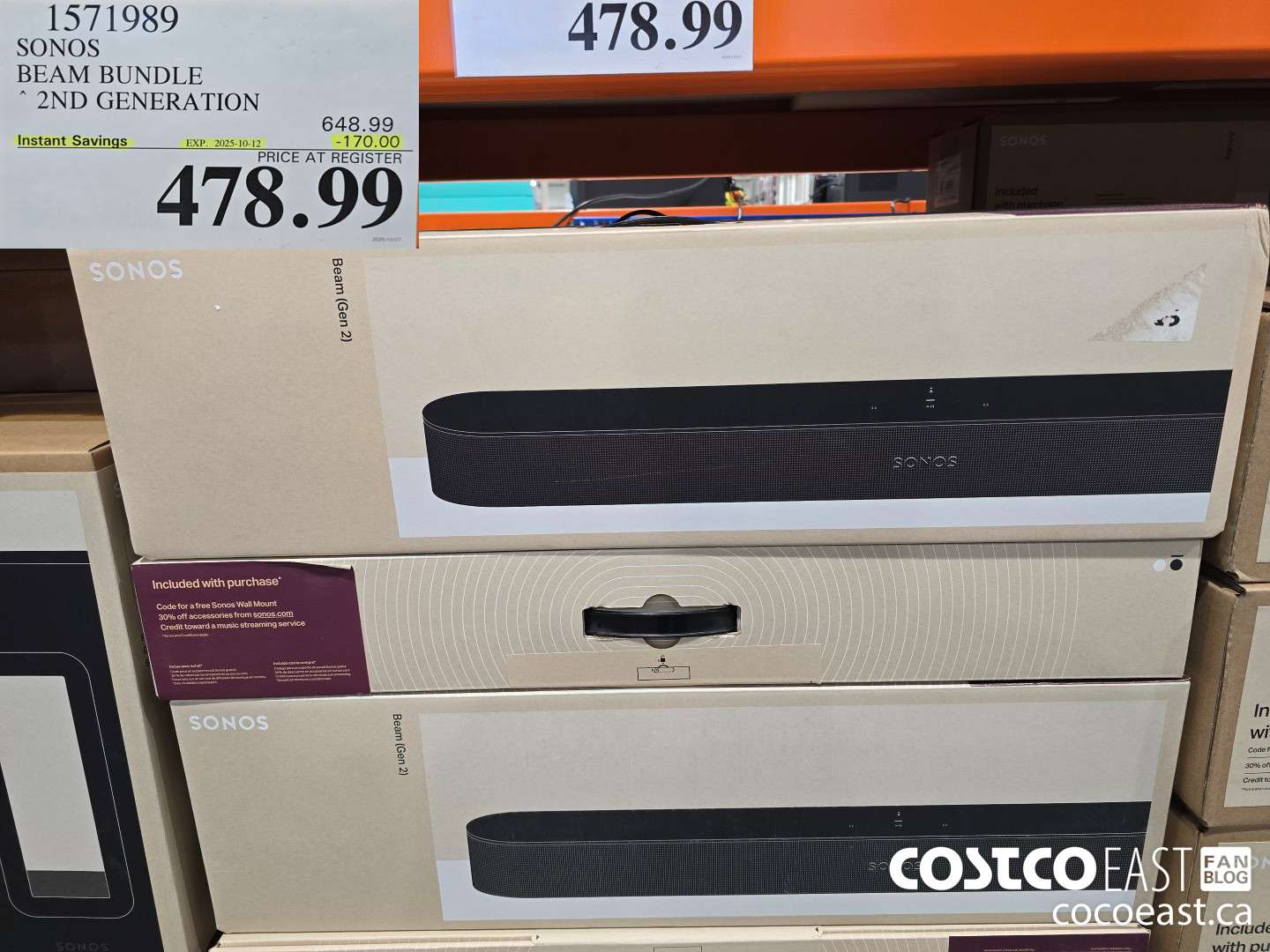 1371989 SONOS BEAM BUNDLE * 2ND GENERATION ($170.00 INSTANT SAVINGS EXPIRES ON 2025-10-12) $478.99