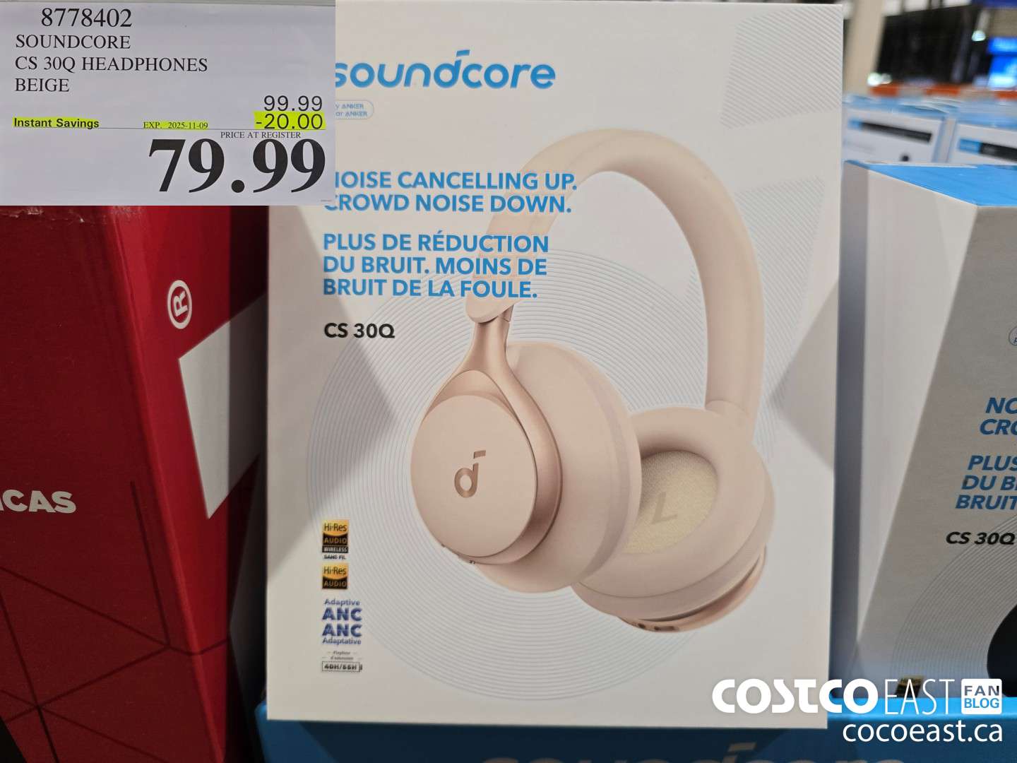 8778402 SOUNDCORE CS 30Q HEADPHONES BEIGE ($20.00 INSTANT SAVINGS EXPIRES ON 2025-11-09) $79.99
