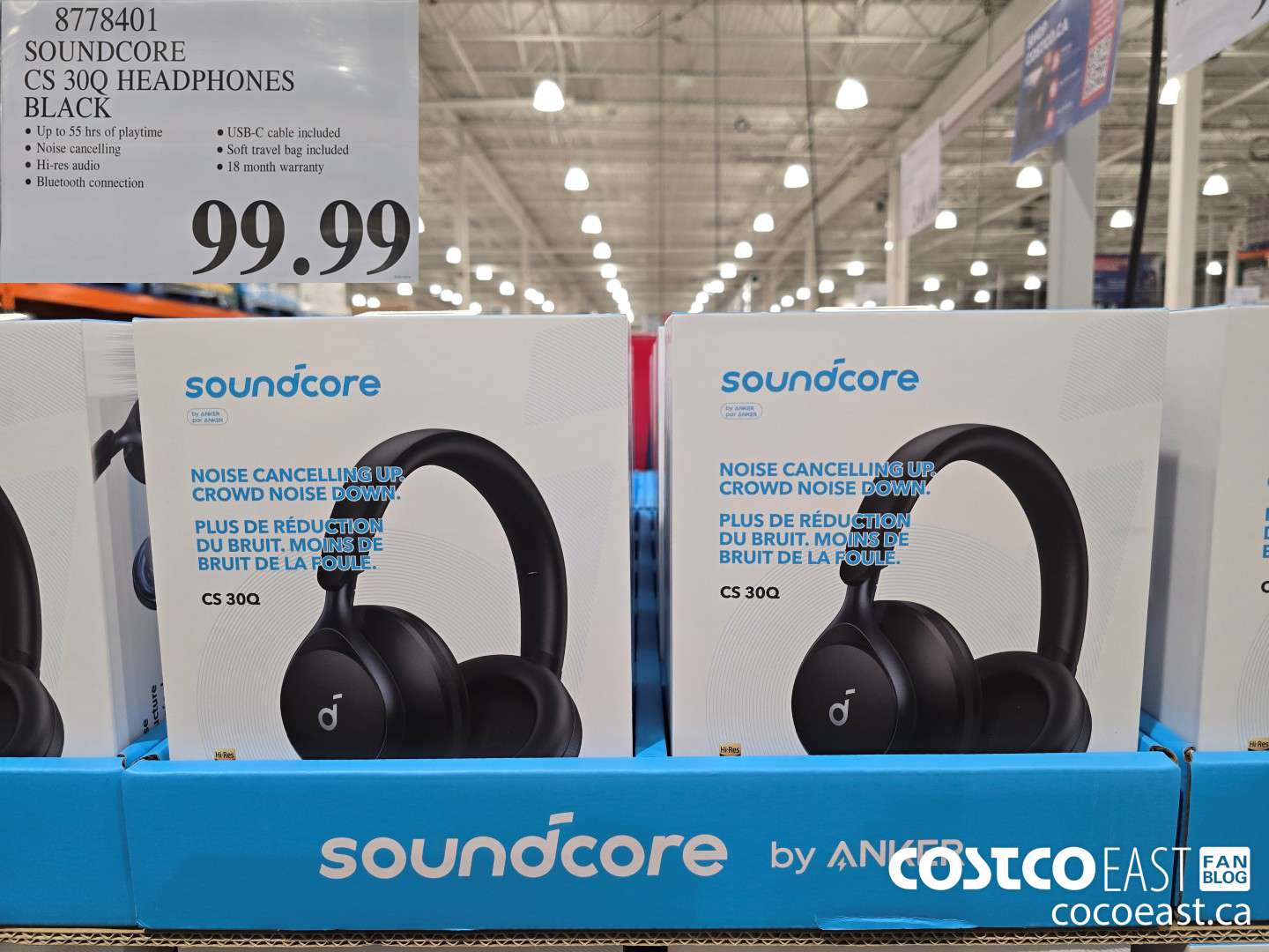 8778401 SOUNDCORE CS 30Q HEADPHONES BLACK $99.99