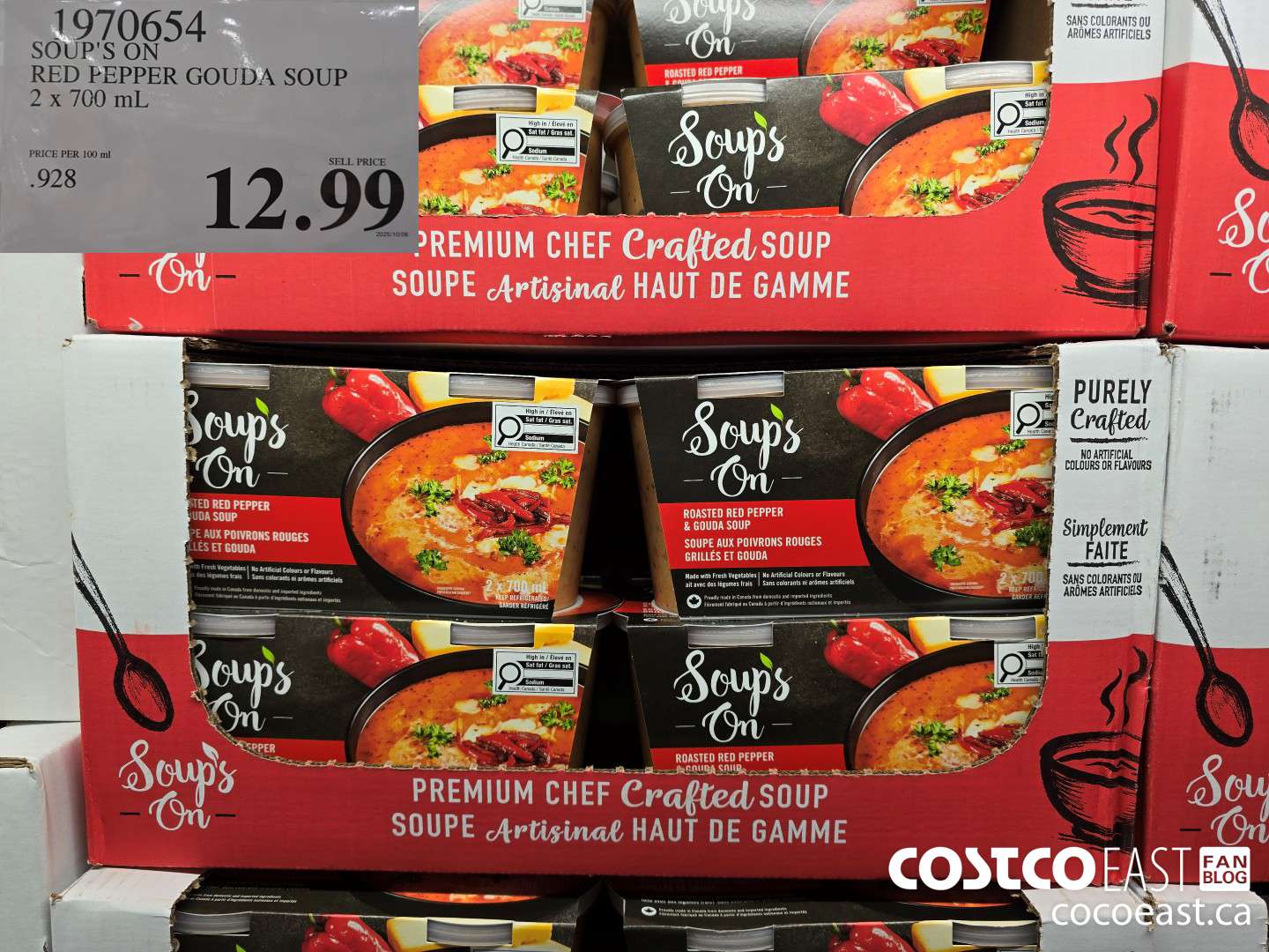 1970654 SOUP'S ON RED PEPPER GOUDA SOUP 2 X 700 ML $12.99