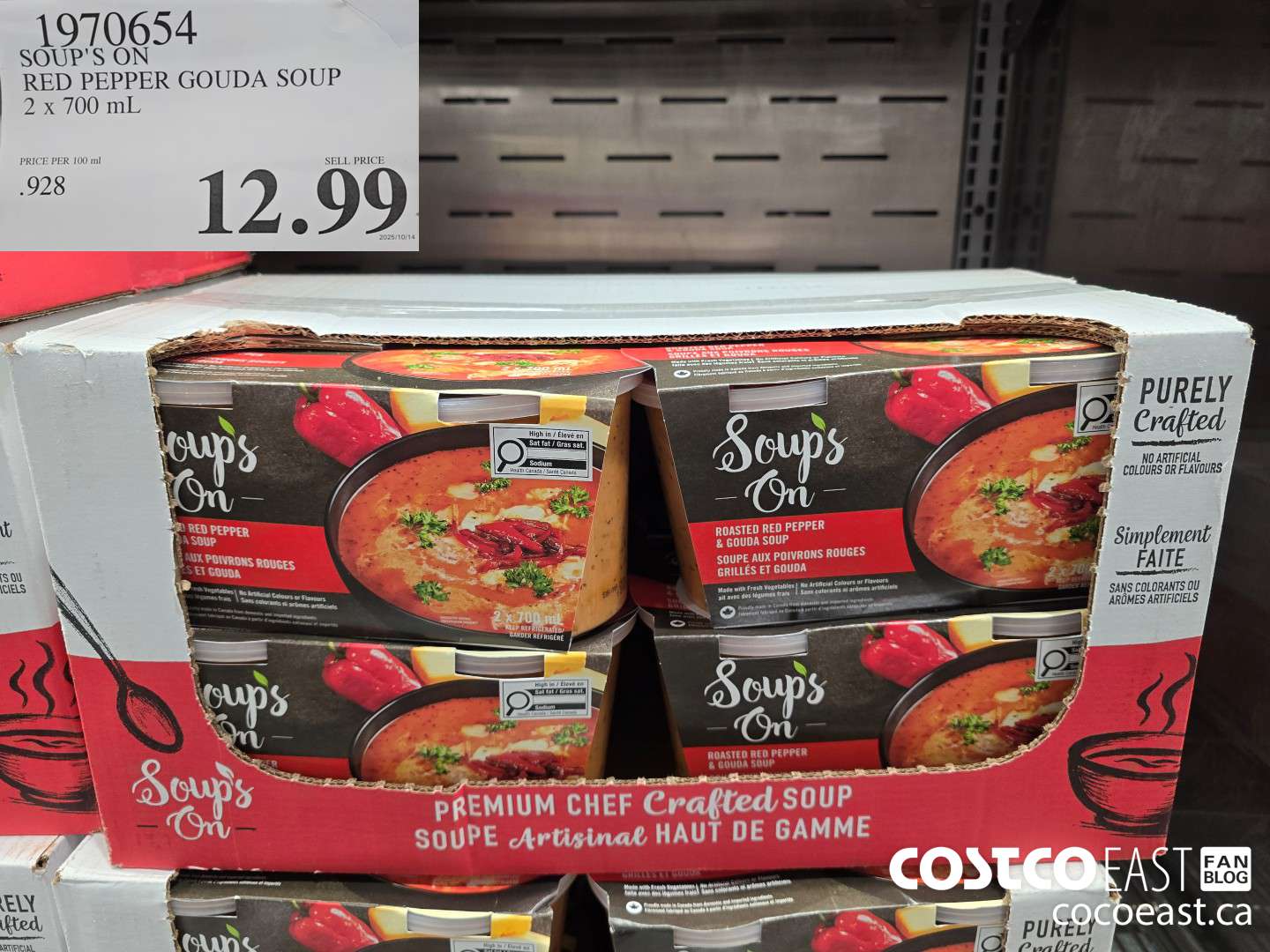 1970654 SOUP'S ON RED PEPPER GOUDA SOUP 2 X 700 ML $12.99