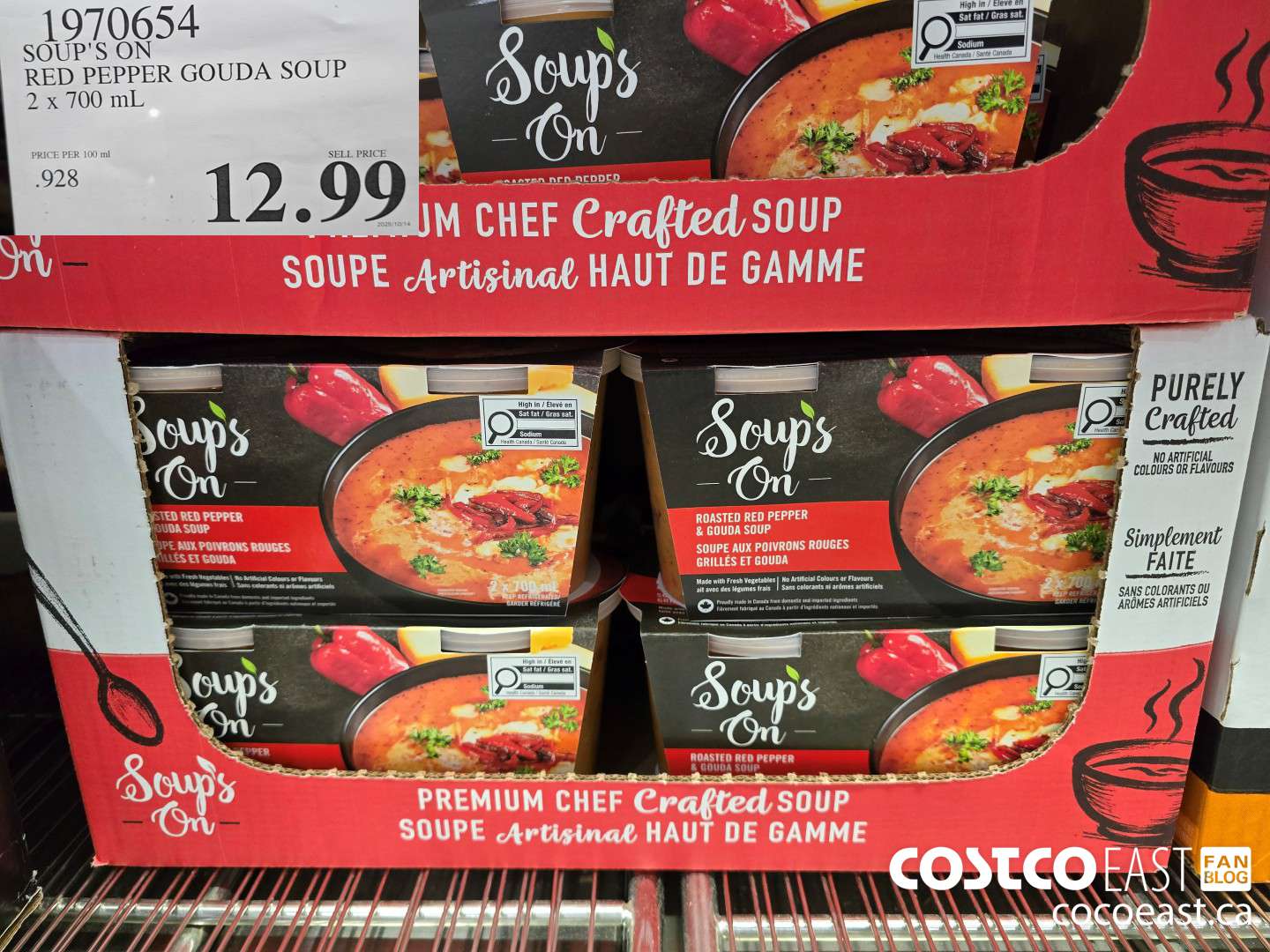1970654 SOUP'S ON RED PEPPER GOUDA SOUP 2 X 700 ML $12.99