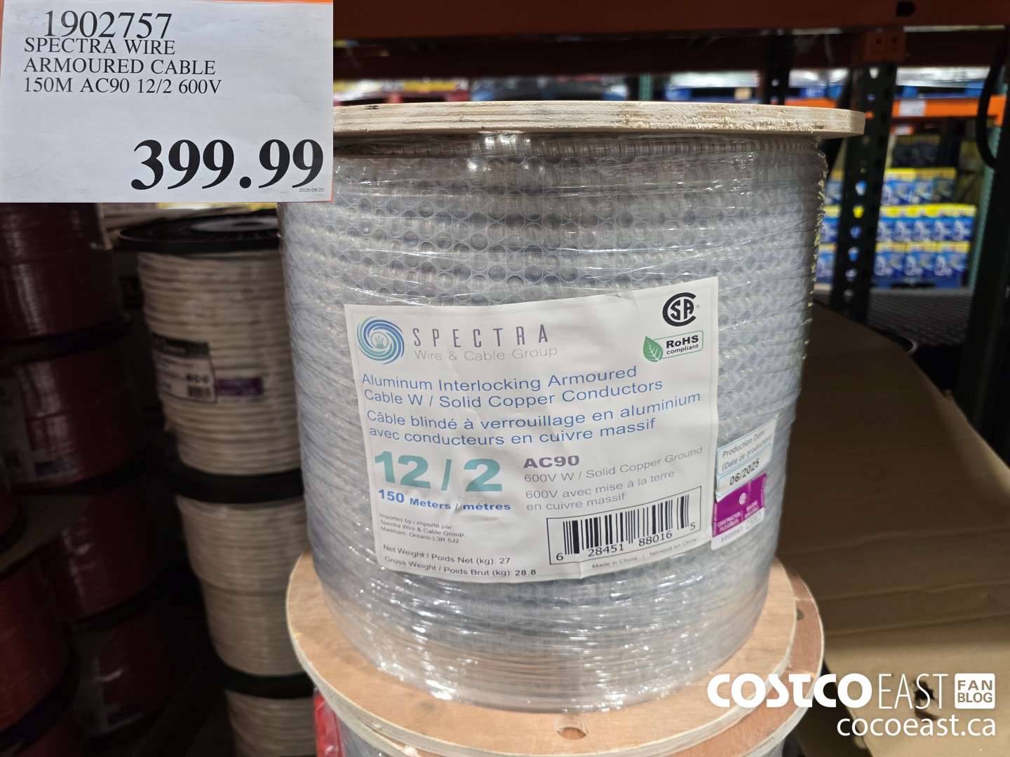 1902757 SPECTRA WIRE ARMOURED CABLE 150M AC90 12/2 600 V $399.99