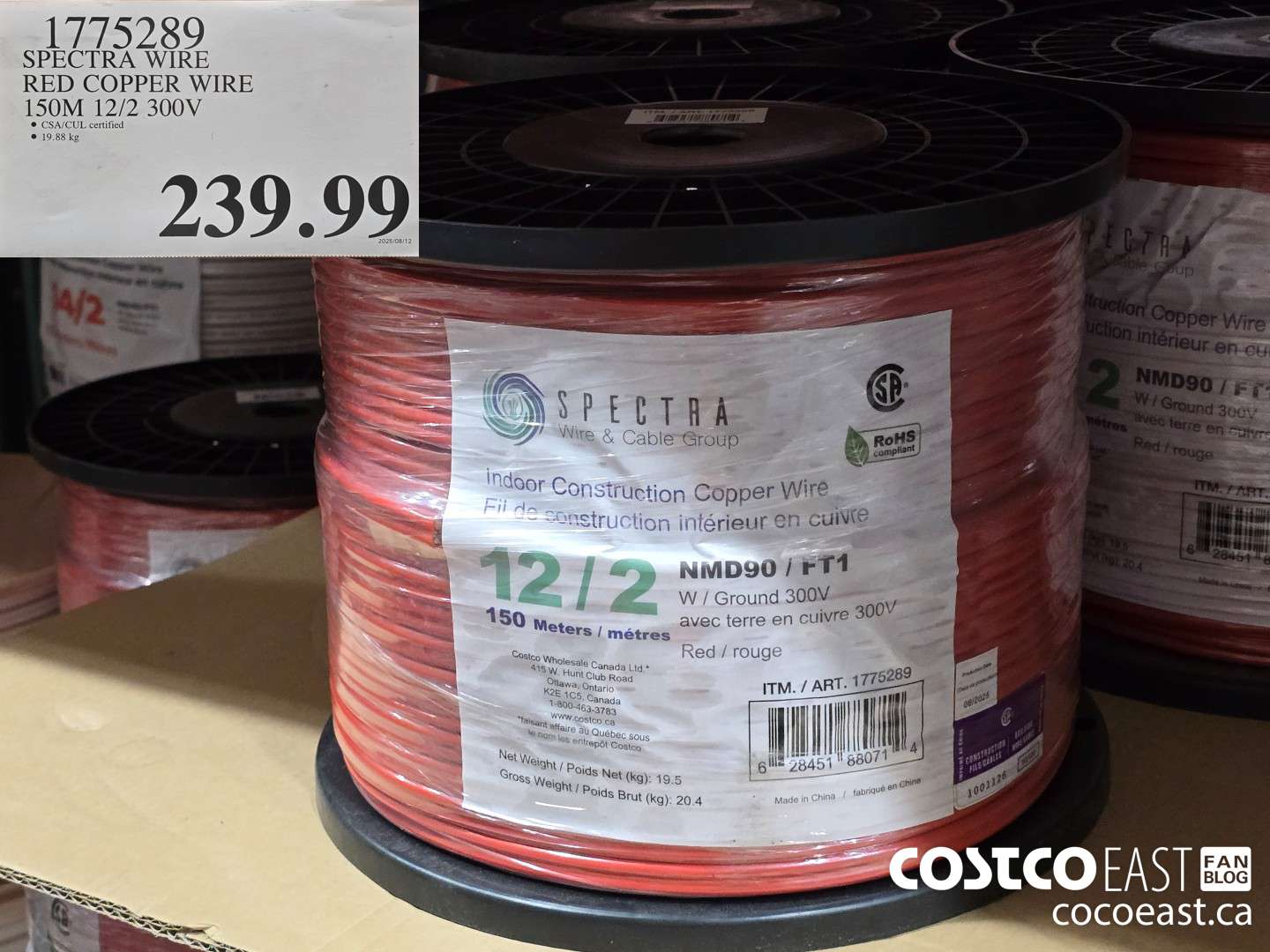 1775289 SPECTRA WIRE RED COPPER WIRE 150M 12/2 300V $239.99