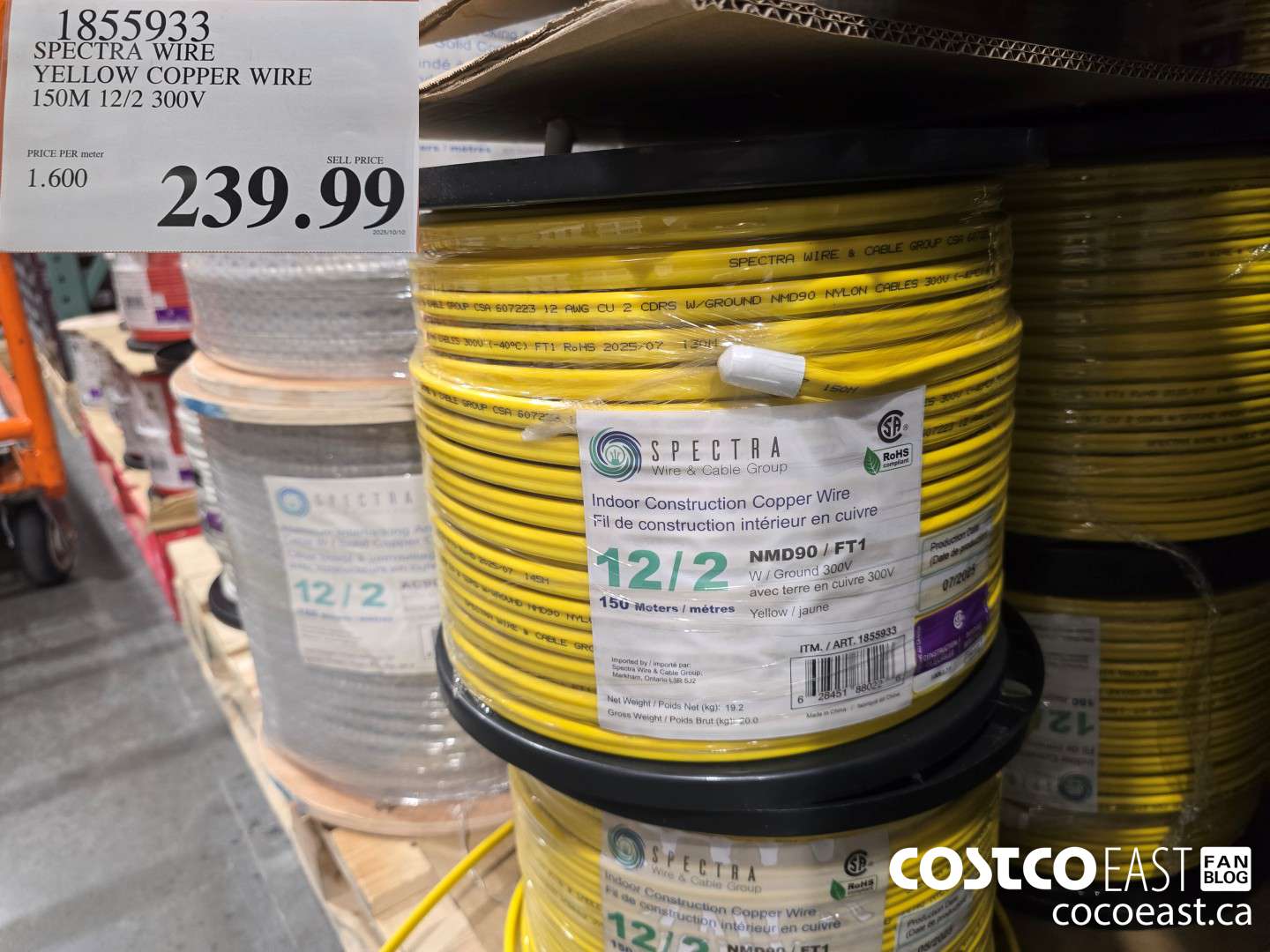 1855933 SPECTRA WIRE YELLOW COPPER WIRE 150M 12/2 300V $239.99