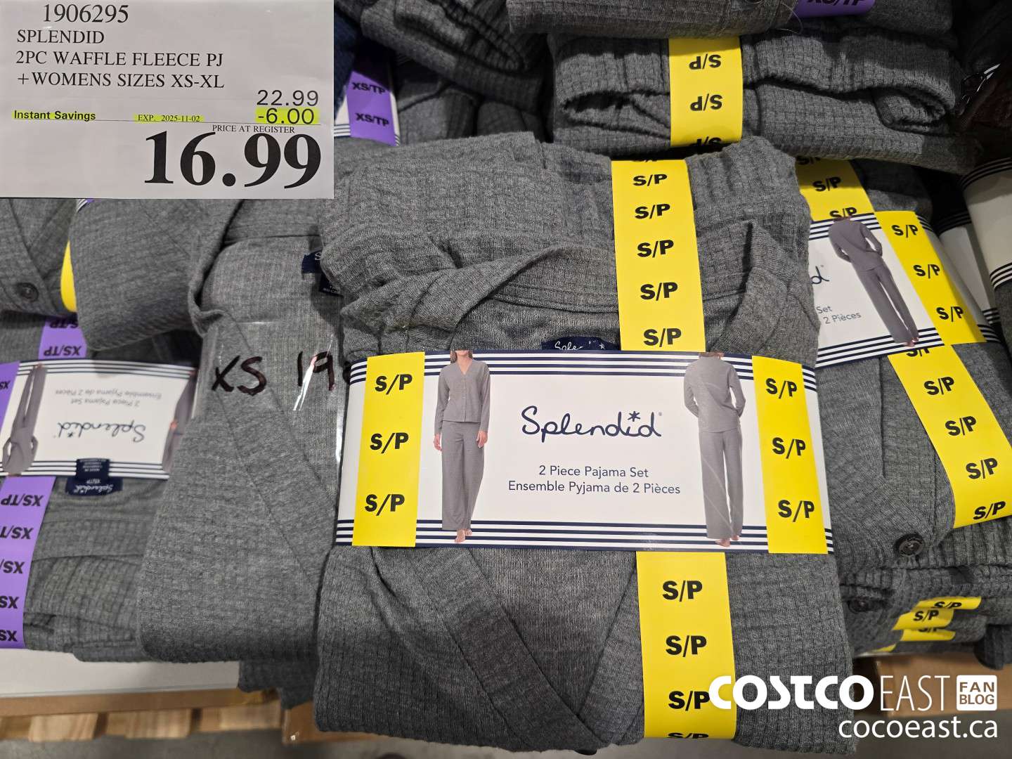 1906295 SPLENDID 2PC WAFFLE FLEECE PJ + WOMENS SIZES XS-XL ($6.00 INSTANT SAVINGS EXPIRES ON 2025-11-02) $16.99