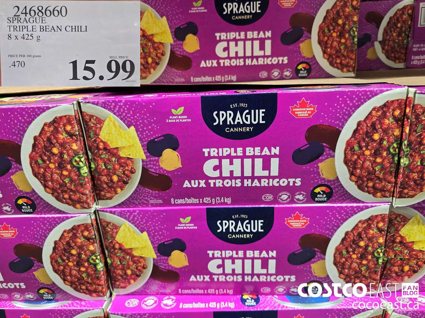 2468660 SPRAGUE TRIPLE BEAN CHILI 8 x 425 g $15.99