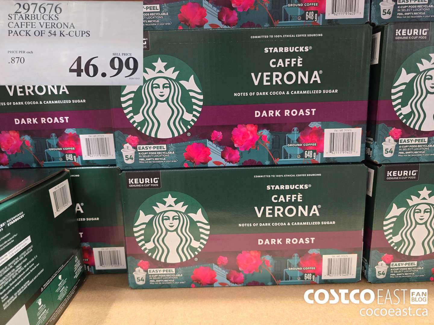 297676 STARBUCKS CAFFE VERONA PACK OF 54 K-CUPS $46.99