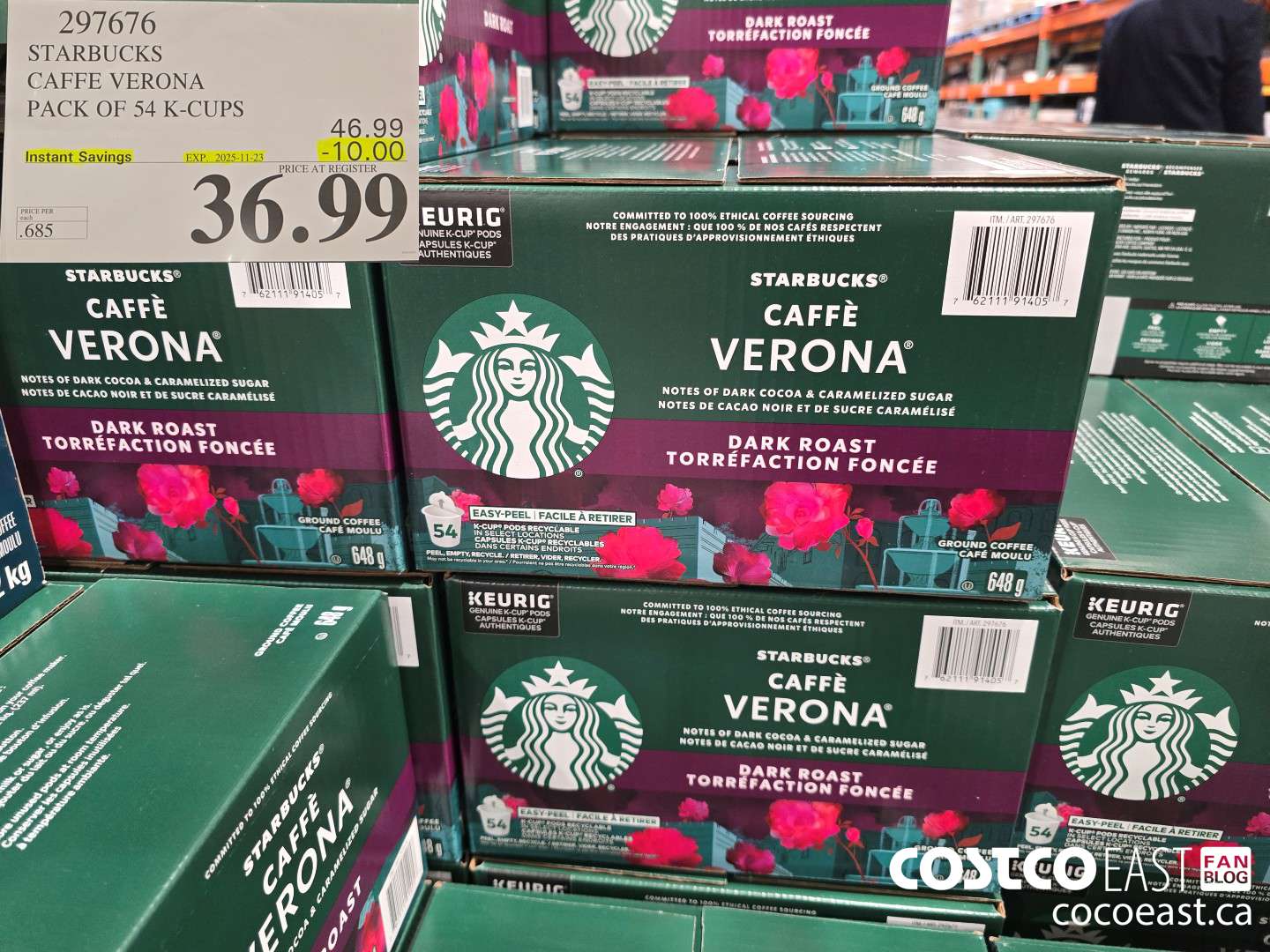 297676 STARBUCKS CAFFE VERONA PACK OF 54 K-CUPS ($10.00 INSTANT SAVINGS EXPIRES ON 2025-11-23) $36.99