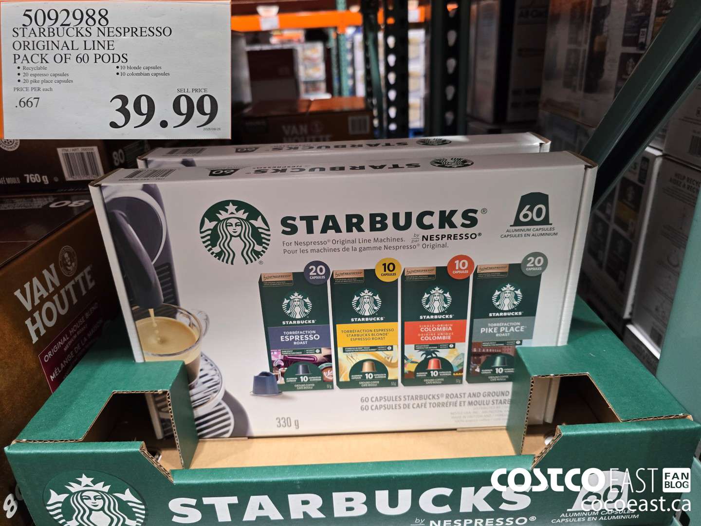 5092988 STARBUCKS NESPRESSO ORIGINAL LINE PACK OF 60 PODS $39.99