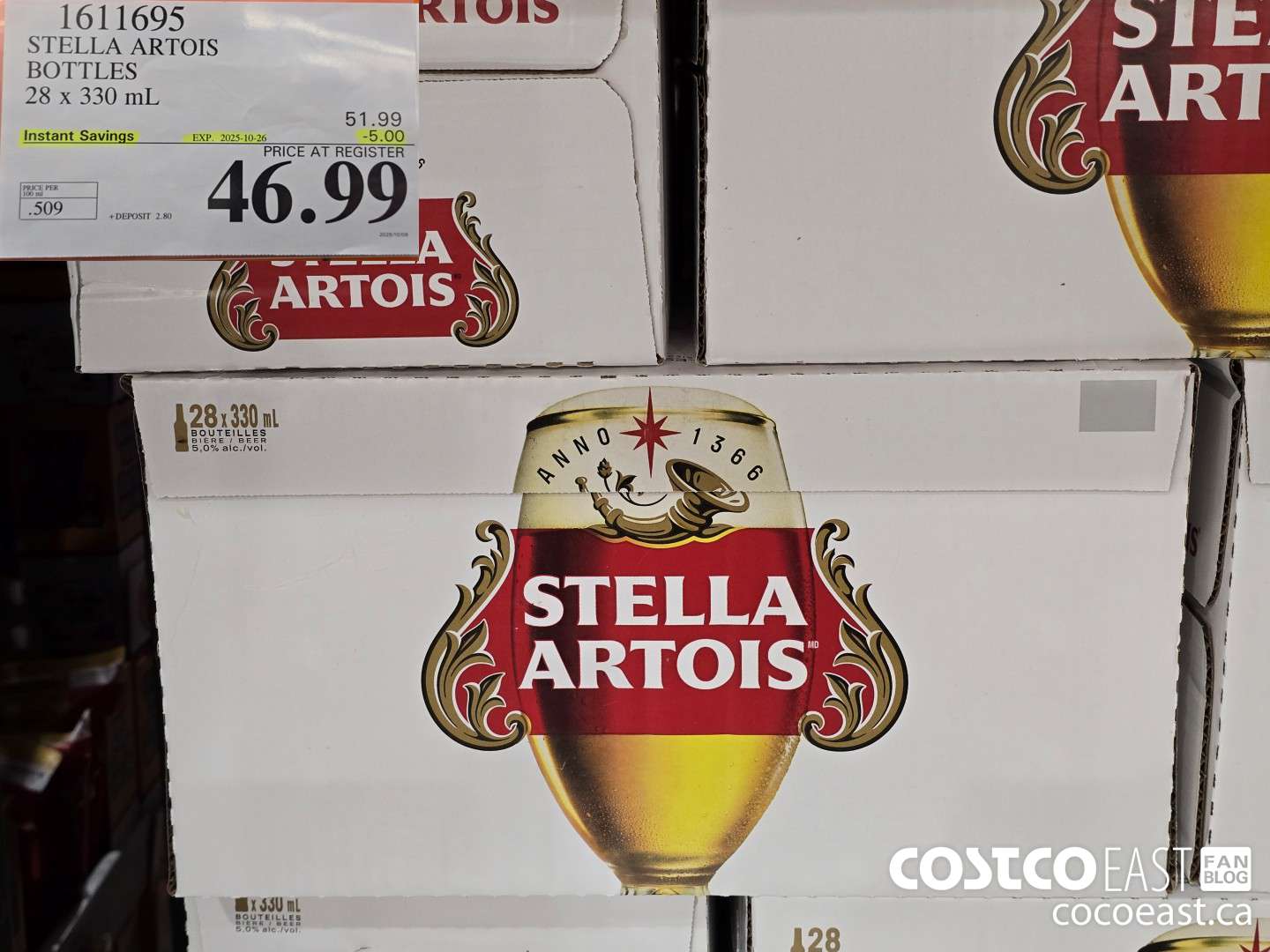 1611695 STELLA ARTOIS BOTTLES 28 x 330 mL ($5.00 INSTANT SAVINGS EXPIRES ON 2025-10-26) $46.99