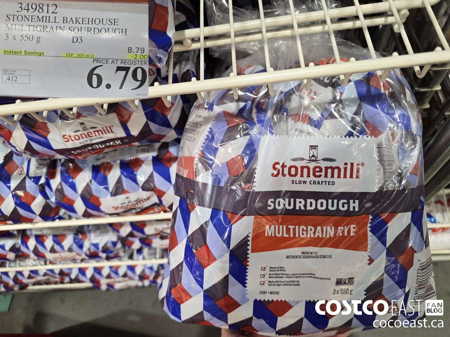 349812 STONEMILL BAKEHOUSE MULTIGRAIN SOURDOUGH 3 X 550 G ($2.00 INSTANT SAVINGS EXPIRES ON 2025-10-12) $6.79