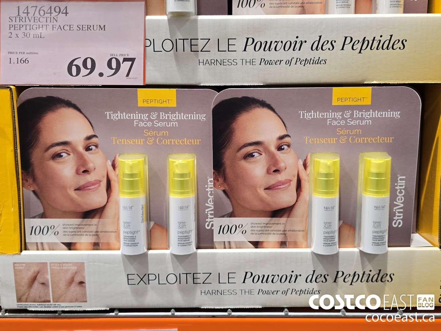 1476494 STRIVECTIN PEPTIGHT FACE SERUM 2 X 30 ML $69.97