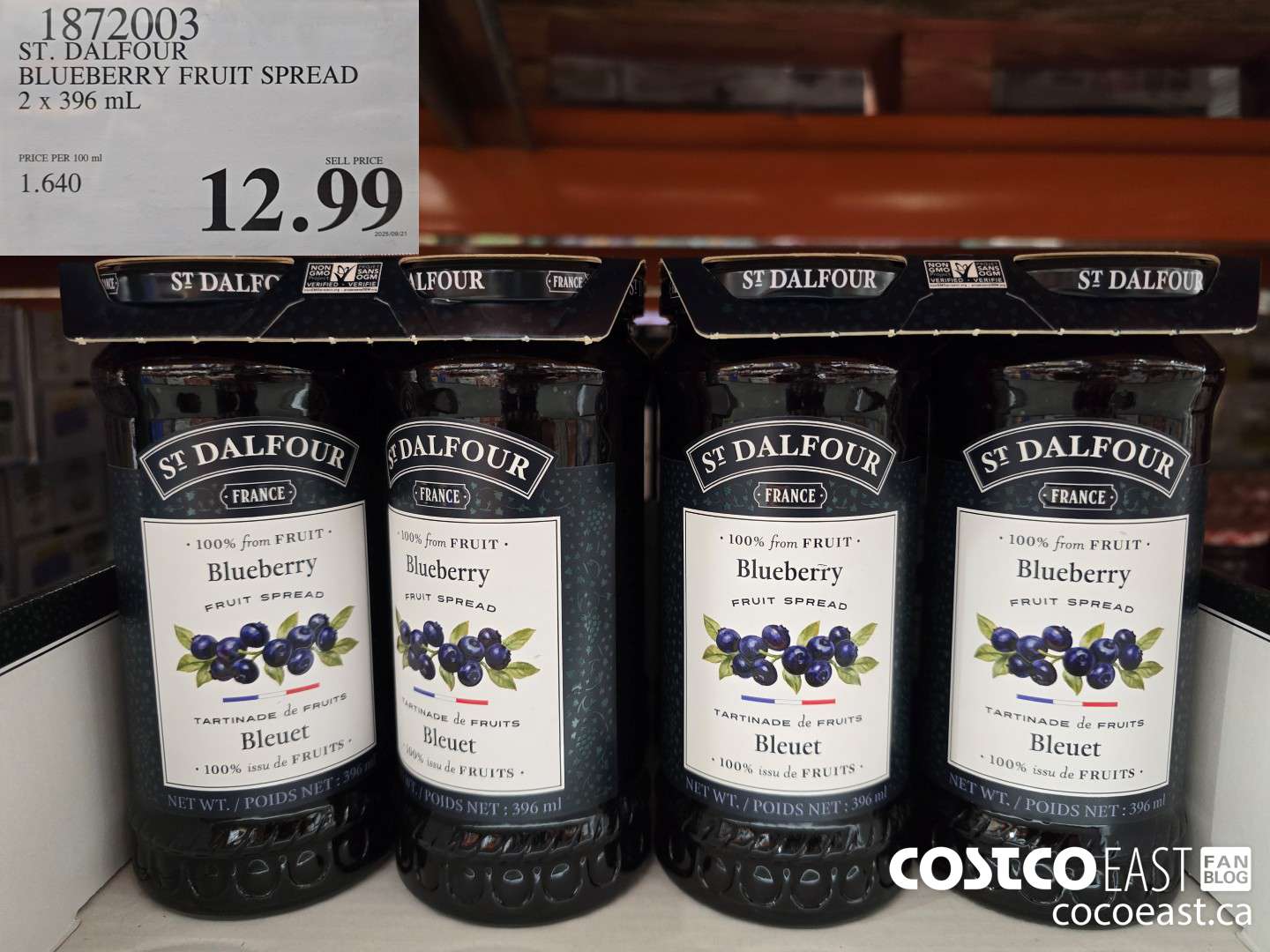 1872003 ST. DALFOUR BLUEBERRY FRUIT SPREAD 2 x 396 ML $12.99