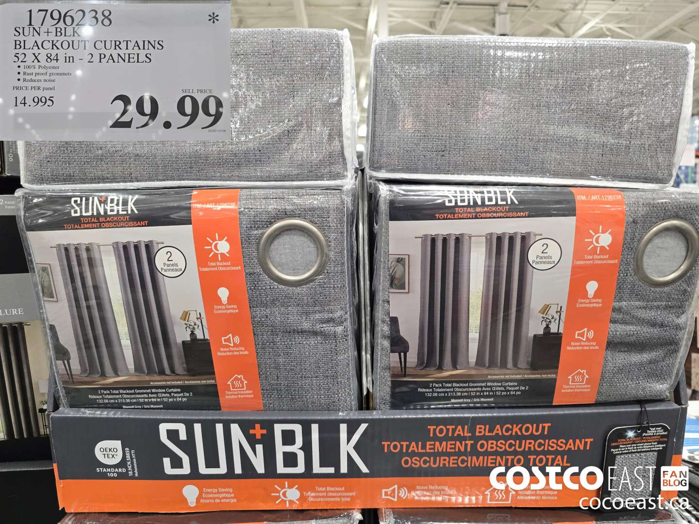 1796238 SUN+BLK BLACKOUT CURTAINS 52 x 84 1 in - 2 PANELS $29.99