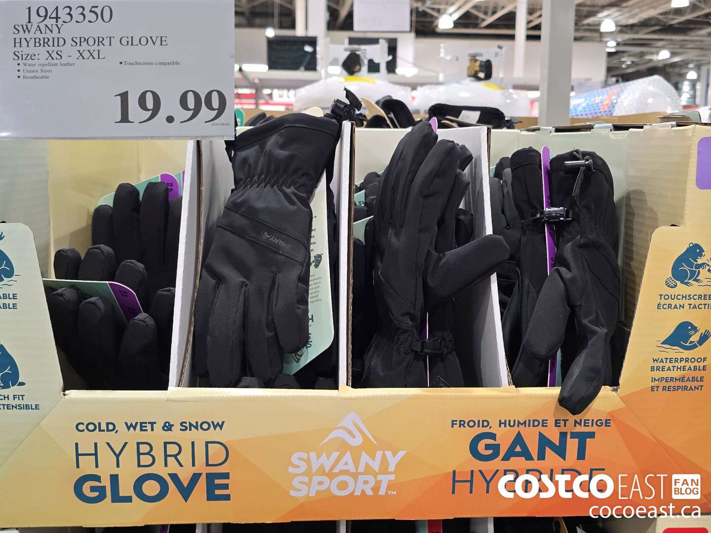 1943350 SWANY HYBRID SPORT GLOVE SIZE: XS - XXL $19.99