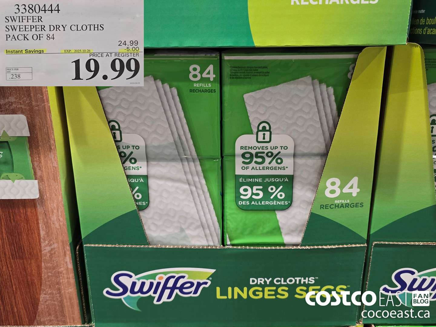 3380444 SWIFFER SWEEPER DRY CLOTHS PACK OF 84 ($5.00 INSTANT SAVINGS EXPIRES ON 2025-10-26) $19.99