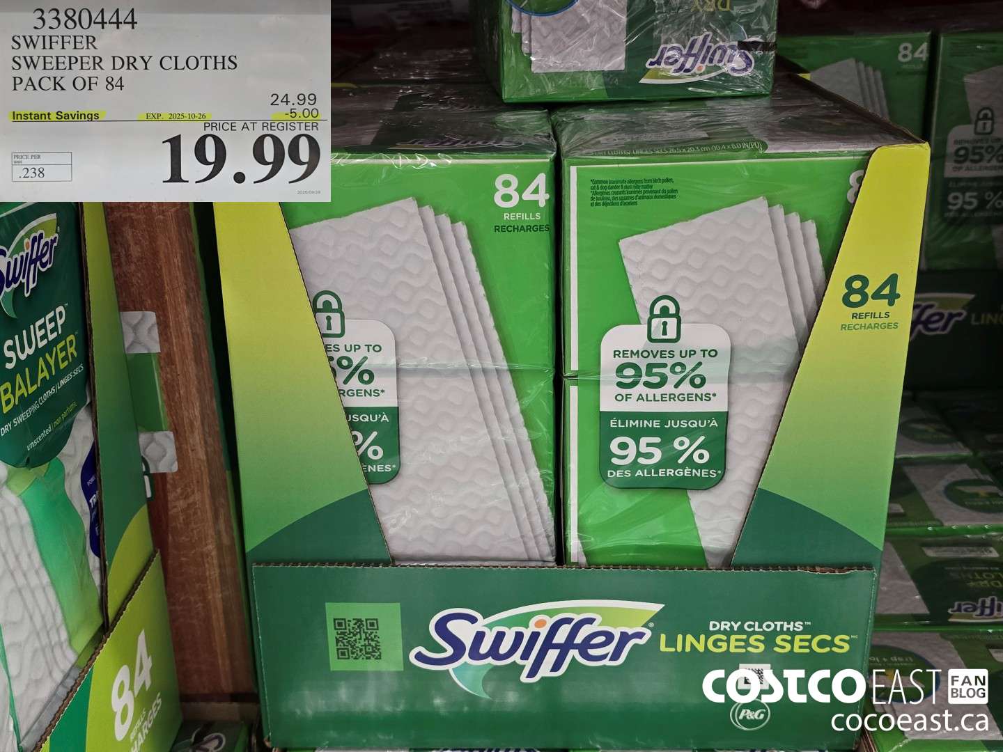 3380444 SWIFFER SWEEPER DRY CLOTHS PACK OF 84 ($5.00 INSTANT SAVINGS EXPIRES ON 2025-10-26) $19.99