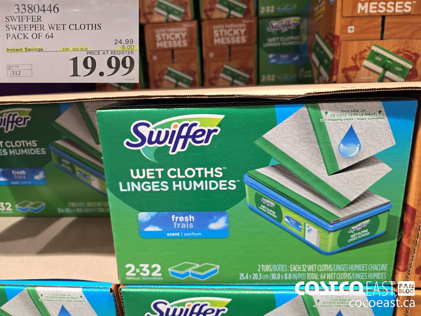 3380446 SWIFFER SWEEPER WET CLOTHS PACK OF 64 ($5.00 INSTANT SAVINGS EXPIRES ON 2025-10-26) $19.99