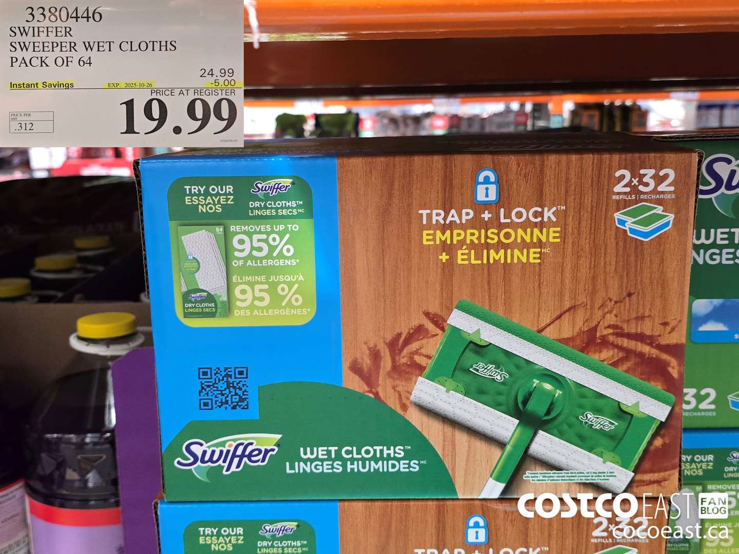 3380446 SWIFFER SWEEPER WET CLOTHS PACK OF 64 ($5.00 INSTANT SAVINGS EXPIRES ON 2025-10-26) $19.99