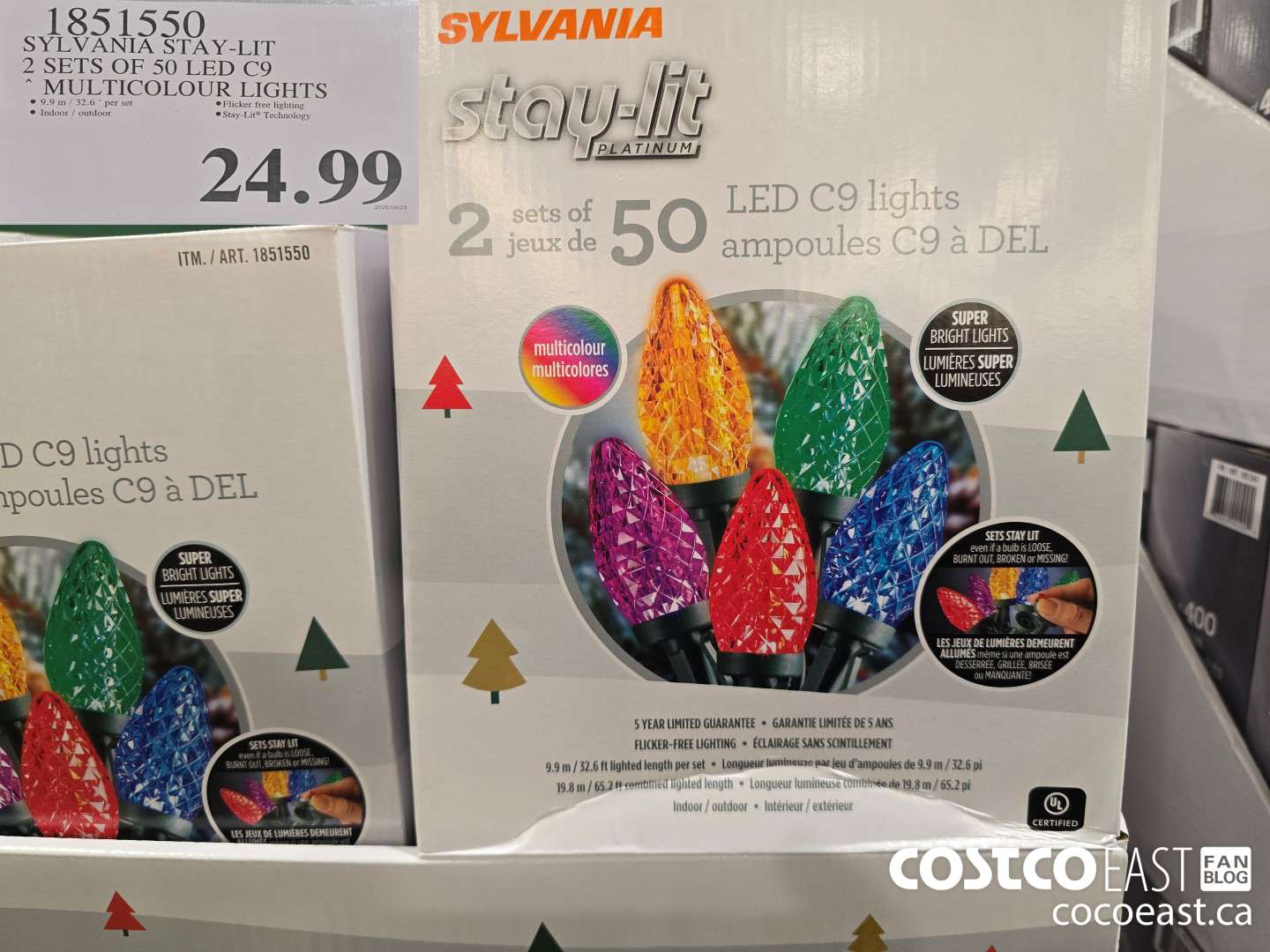 1851550 SYLVANIA ST“.Y-LIT 2 SETS OF 50 LED C9 MULTICOLOUR LIGHTS $24.99