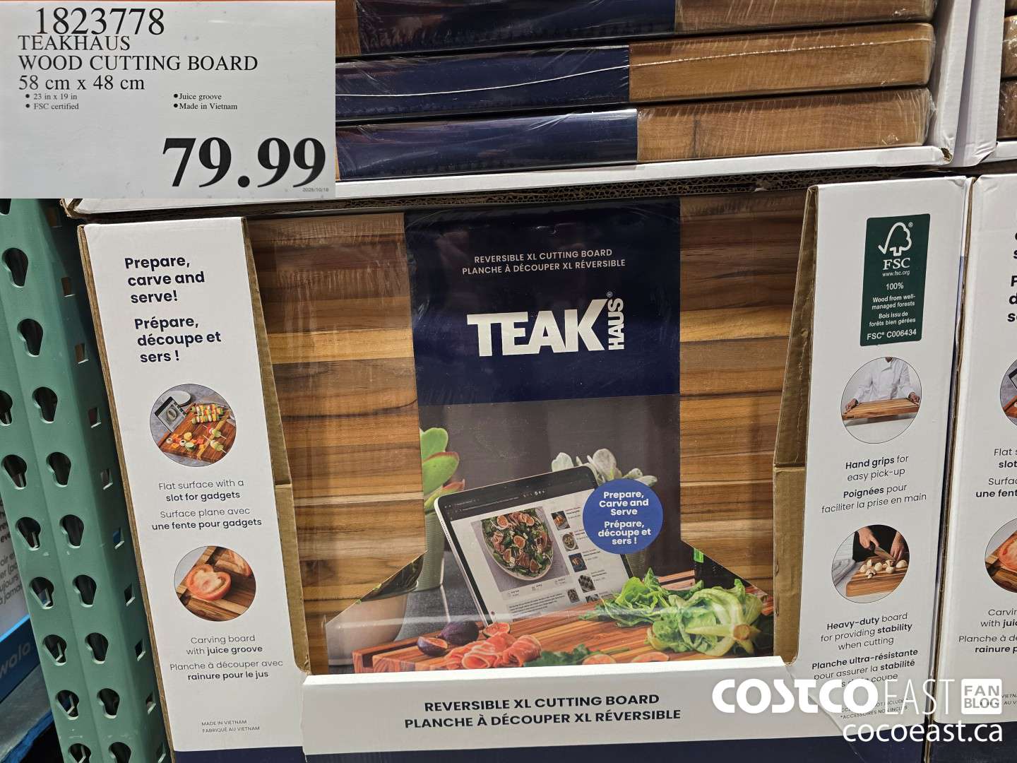 1823778 TEAKHAUS WOOD CUTTING BOARD 58 cm X 48 cm $79.99