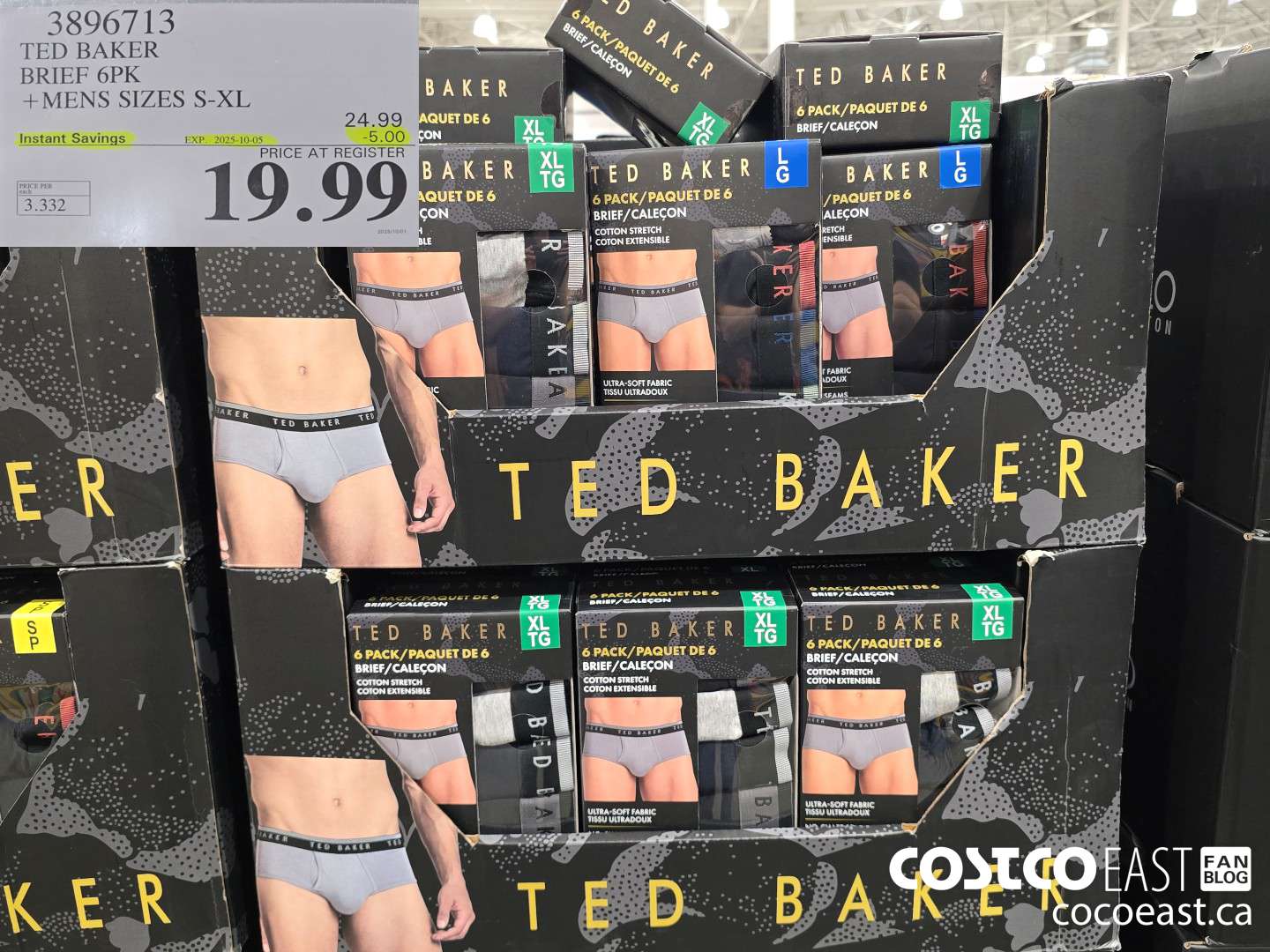 3896713 TED BAKER BRIEF 6PK +MENS SIZES S-XL ($5.00 INSTANT SAVINGS EXPIRES ON 2025-10-05) $19.99