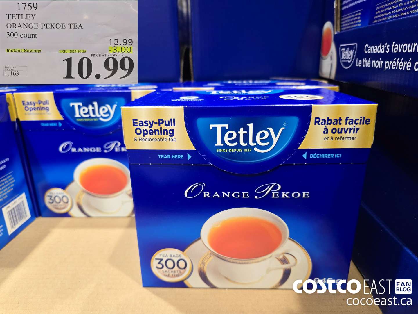 1759 TETLEY ORANGE PEKOE TEA 300 COUNT ($3.00 INSTANT SAVINGS EXPIRES ON 2025-10-26) $10.99