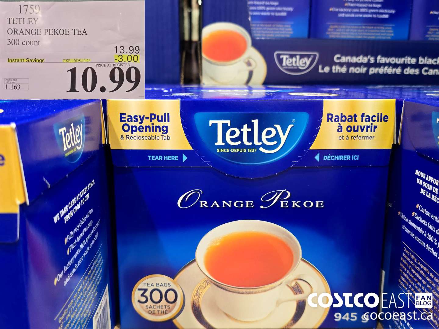 1759 TETLEY ORANGE PEKOE TEA 300 COUNT ($3.00 INSTANT SAVINGS EXPIRES ON 2025-10-26) $10.99