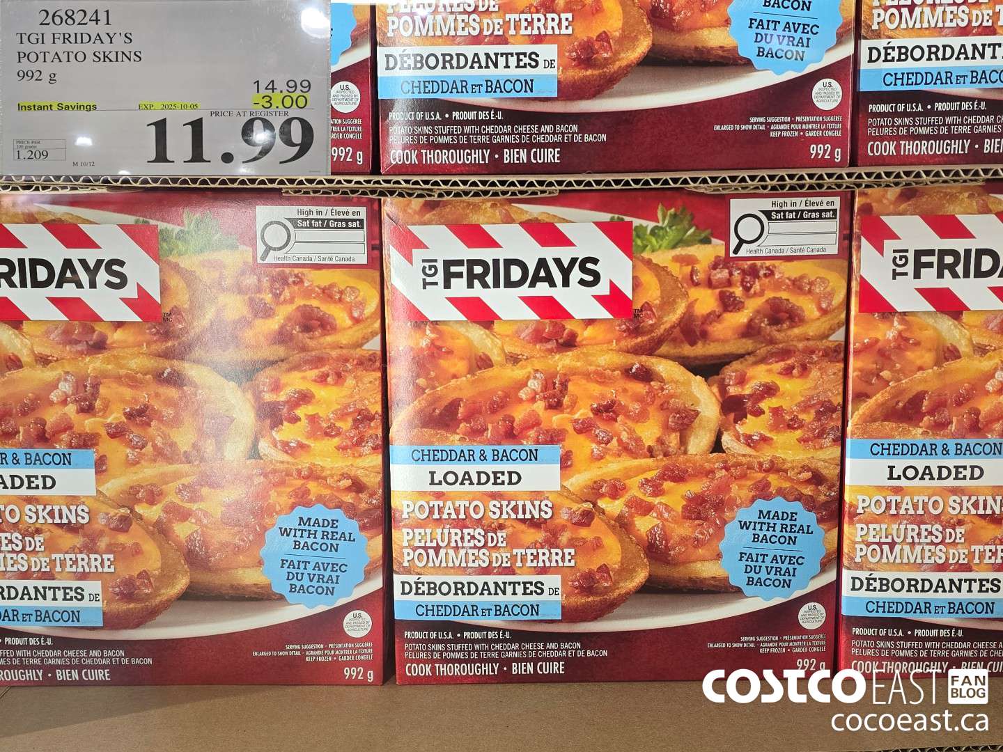 268241 TGI FRIDAY'S POTATO SKINS 992 G ($3.00 INSTANT SAVINGS EXPIRES ON 2025-10-05) $11.99