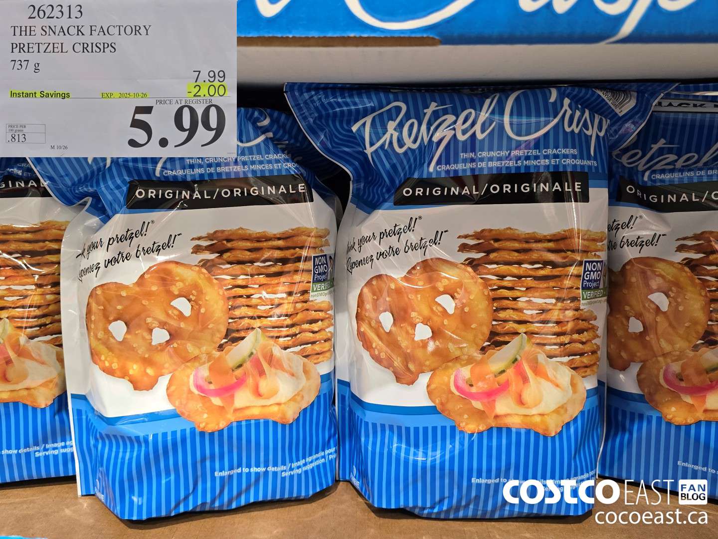 262313 THE SNACK FACTORY PRETZEL CRISPS 737 G 200 (EXPIRES ON 2025-10-26) $5.99