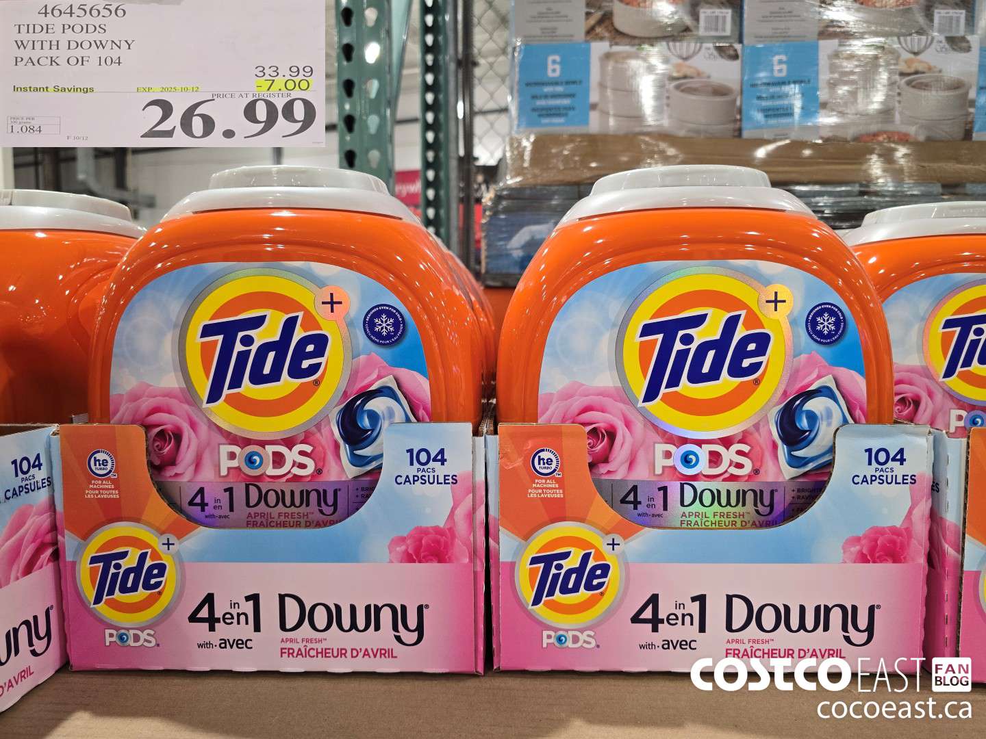 4645656 TIDE PODS WITH DOWNY PACK OF 104 ($7.00 INSTANT SAVINGS EXPIRES ON 2025-10-12) $26.99