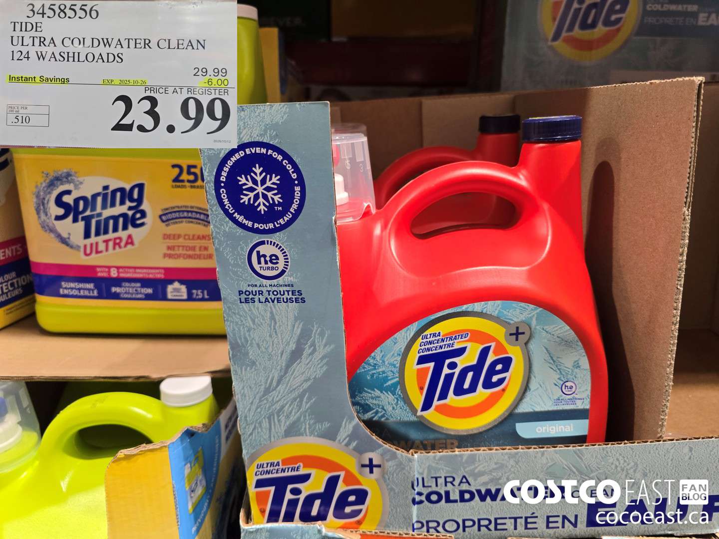 3458556 TIDE ULTRA COLDWATER CLEAN 124 WASHLOADS ($6.00 INSTANT SAVINGS EXPIRES ON 2025-10-26) $23.99