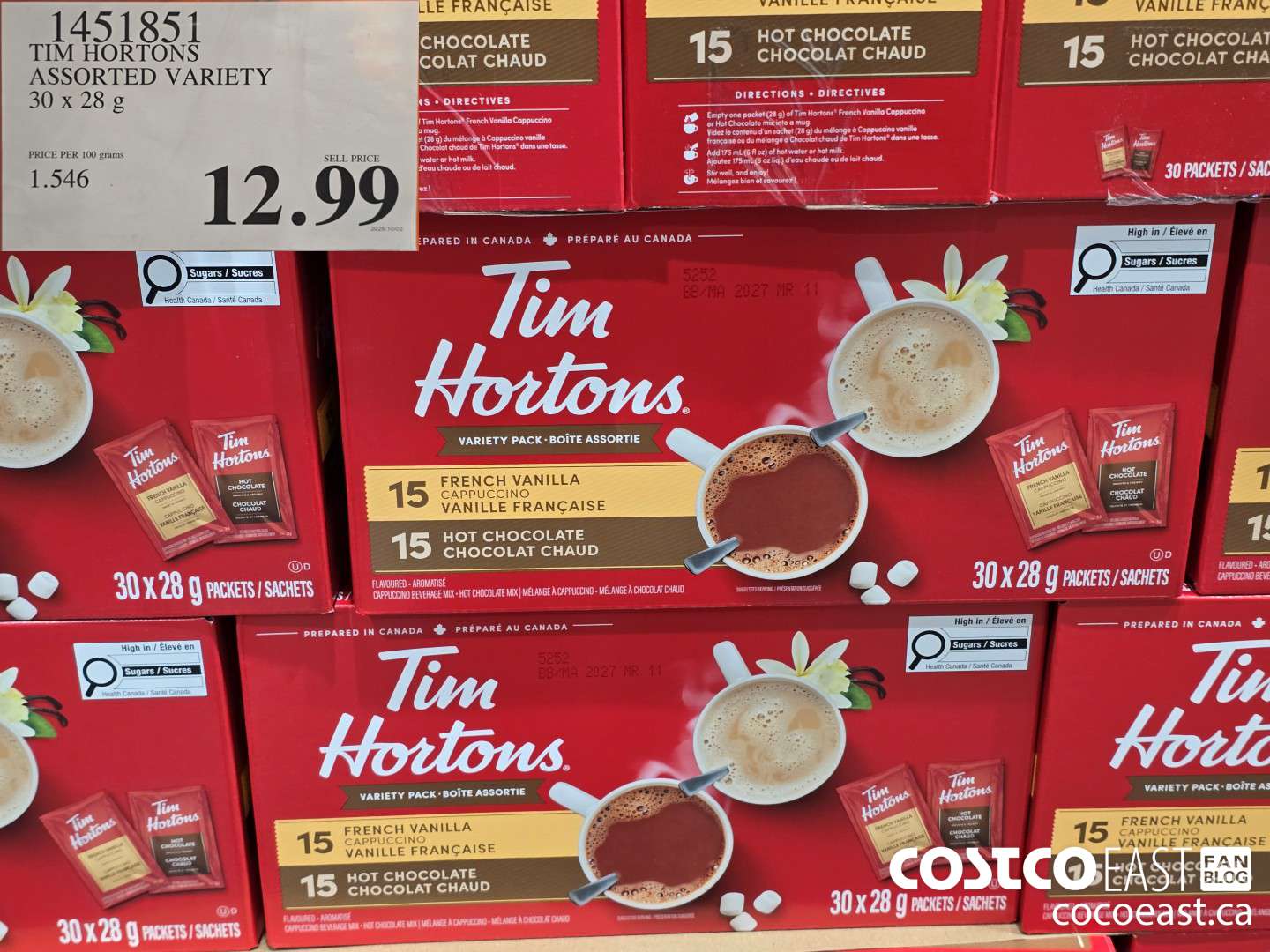 1451851 TIM HORTONS ASSORTED VARIETY 30 X 28G $12.99