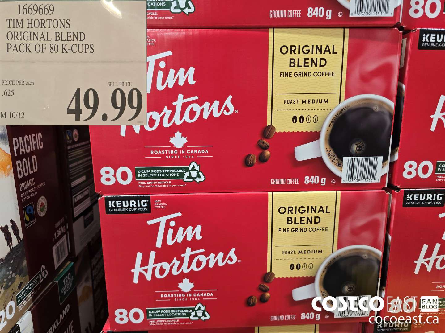 1669669 TIM HORTONS ORIGINAL BLEND PACK OF 80 K-CUPS $49.99