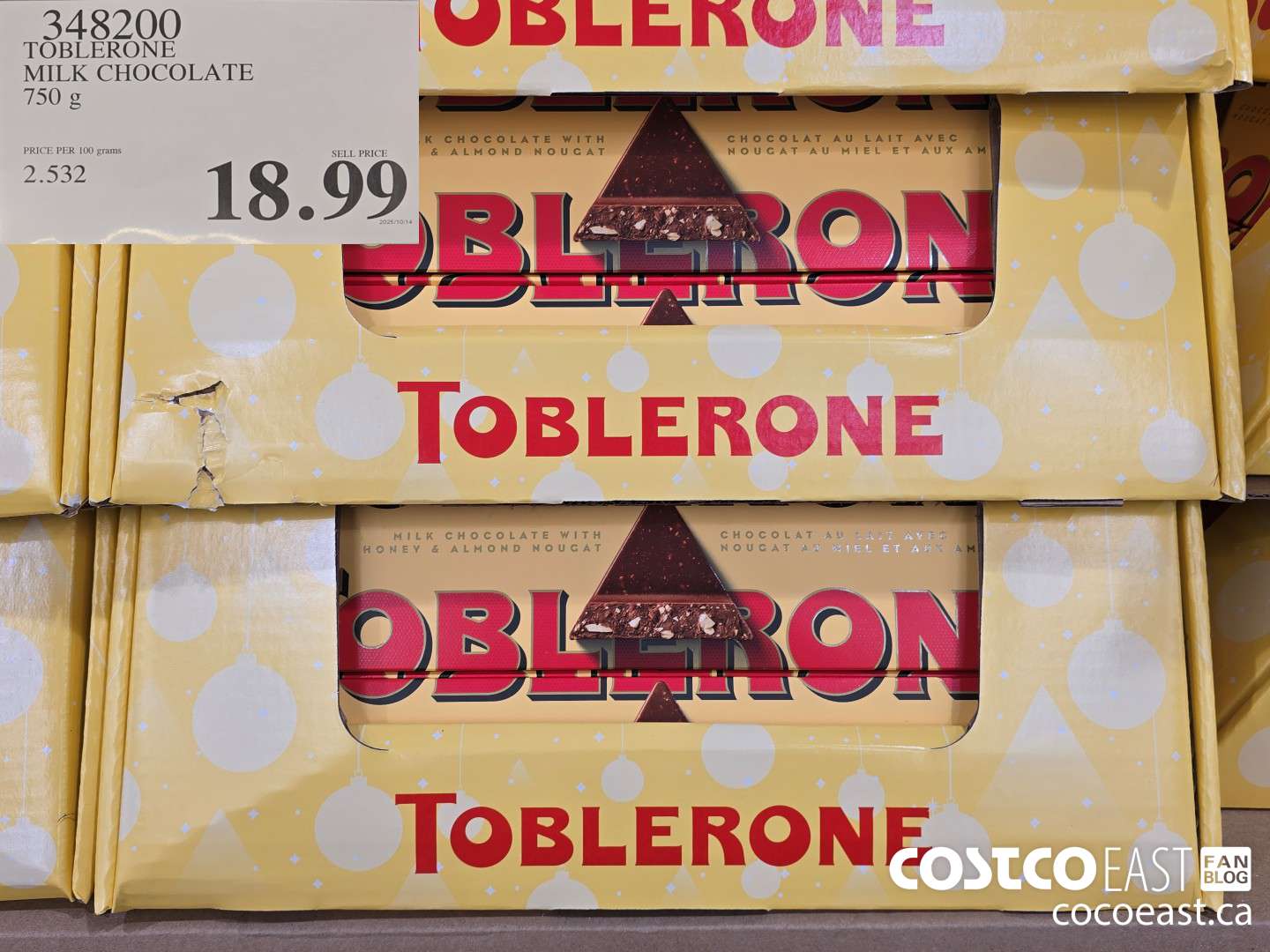 348200 TOBLERONE MILK CHOCOLATE 750 G $18.99