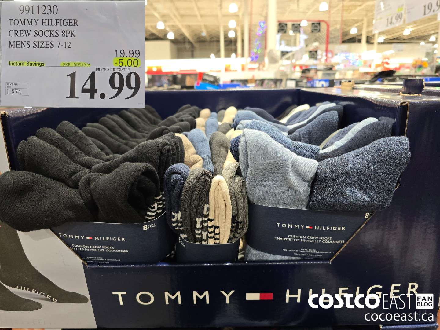 9911230 TOMMY HILFIGER CREW SOCK 8PK MENS SIZES 7-12 ($5.00 INSTANT SAVINGS EXPIRES ON 2025-10-05) $14.99