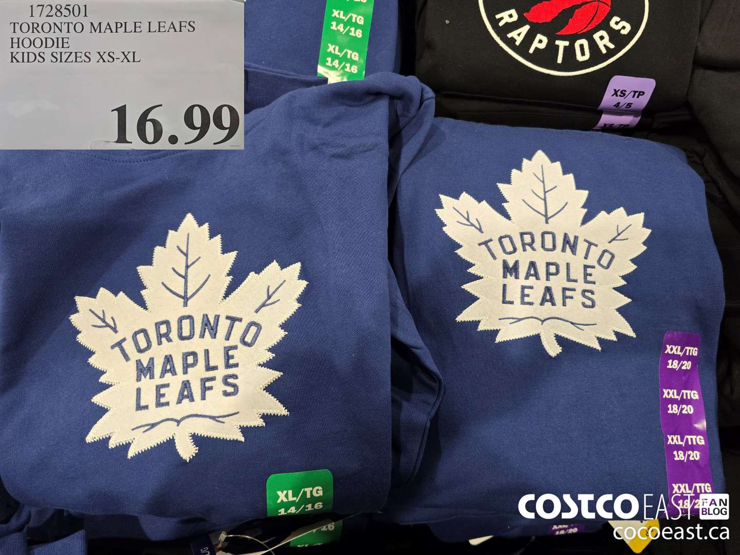 1728501 TORONTO MAPLE LEAFS HOODIE KIDS SIZES XS-XL $16.99