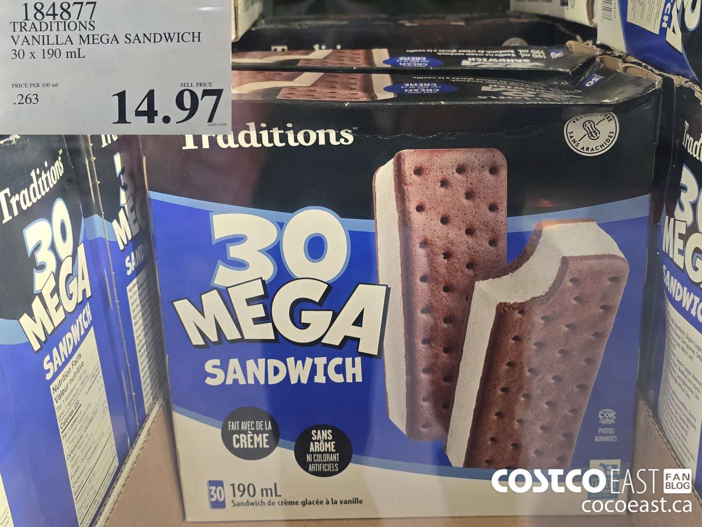 184877 TRADITIONS VANILLA MEGA SANDWICH 30 X 190 ML $14.97